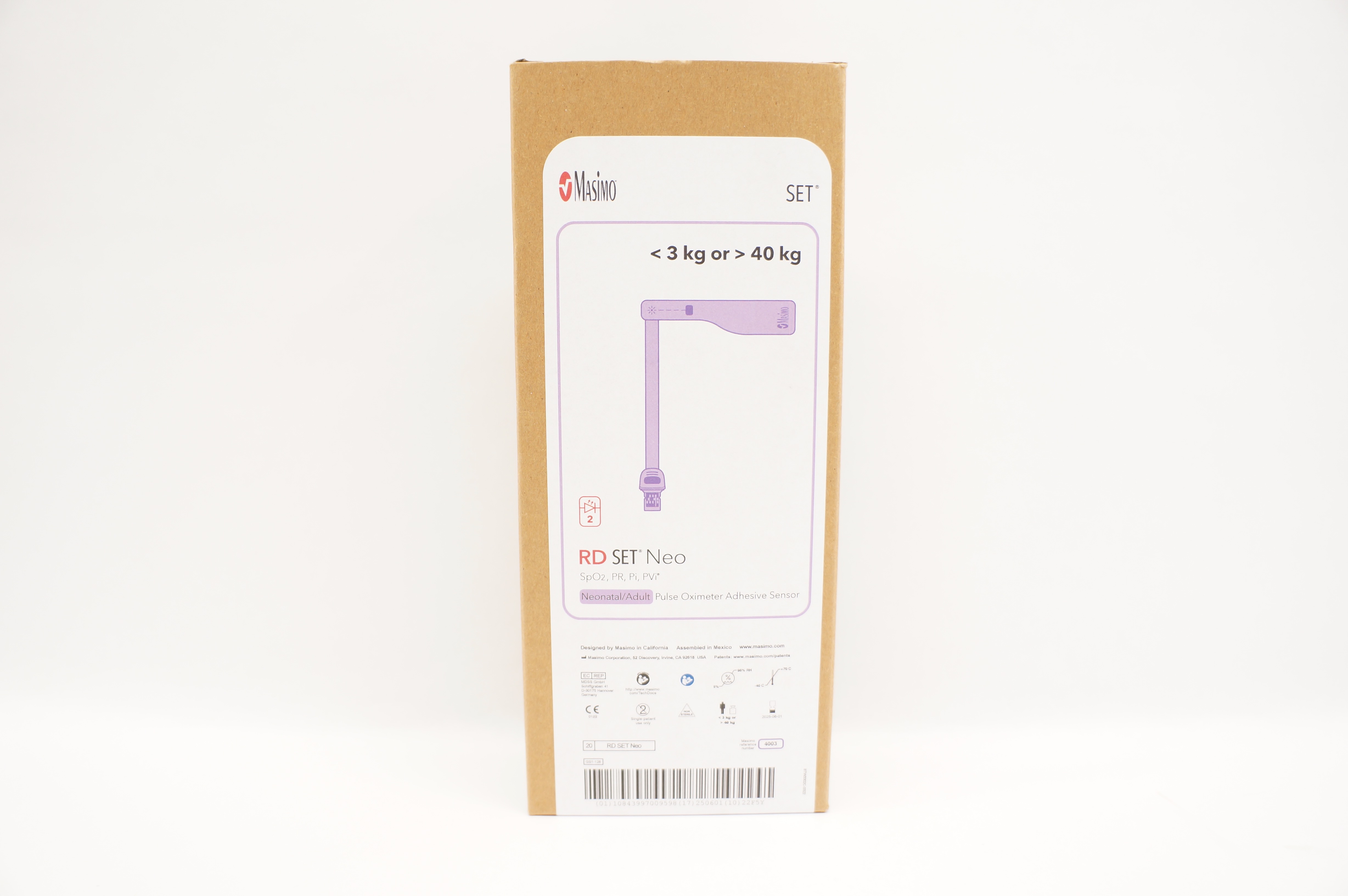 Masimo 4003 RD SET Neonatal/Adult Pulse Oximeter Sensor <3kg or >40kg -Box of 20
