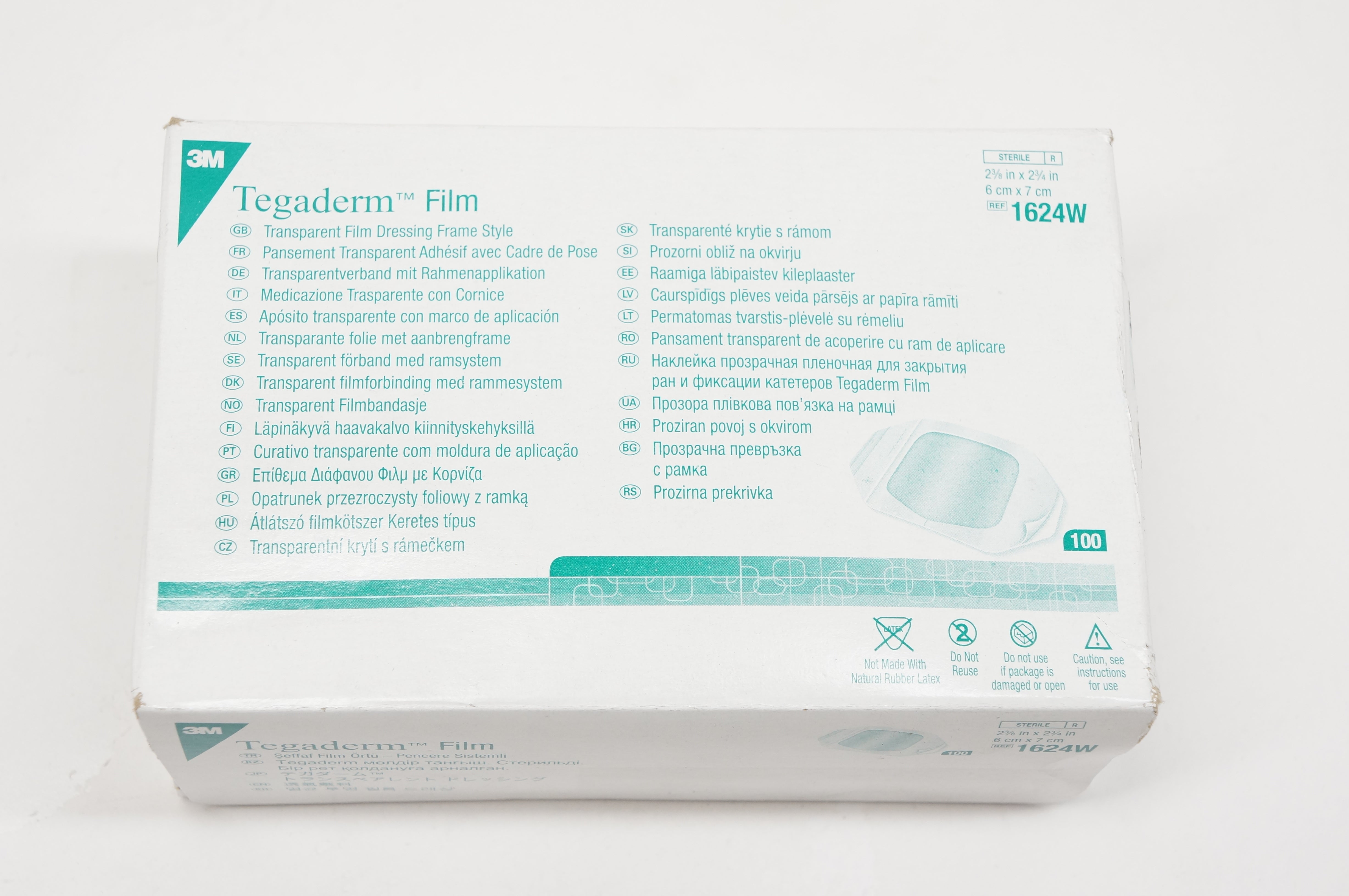 3M 1624W Tegaderm Film Transparent Dressing Frame 2-3/8 x 2-3/4in.-Box of 100