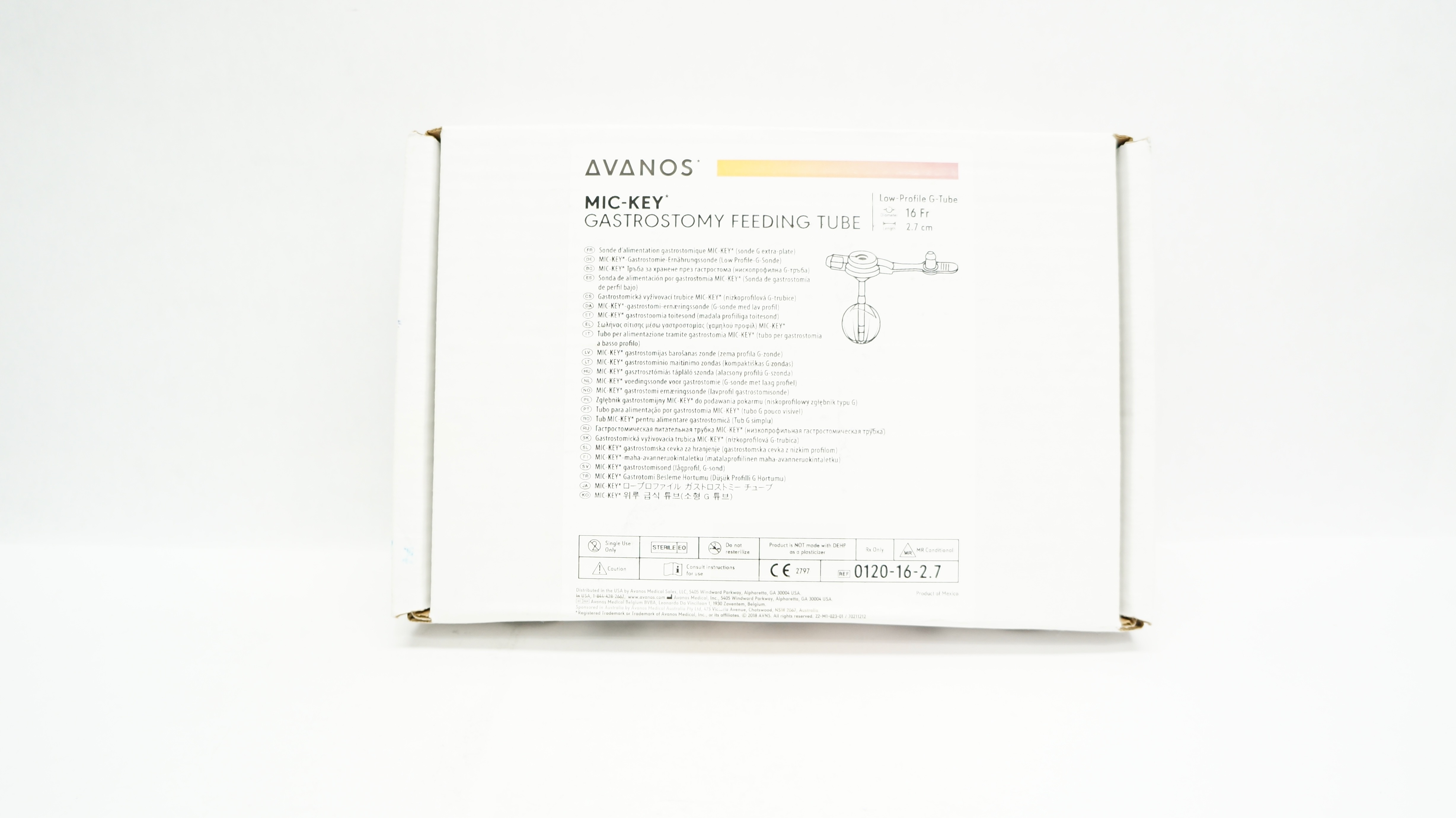 Avanos 0120-16-2.7 MIC-Key Gastrostomy Feeding Tube 16Fr x 2.7cm (x)