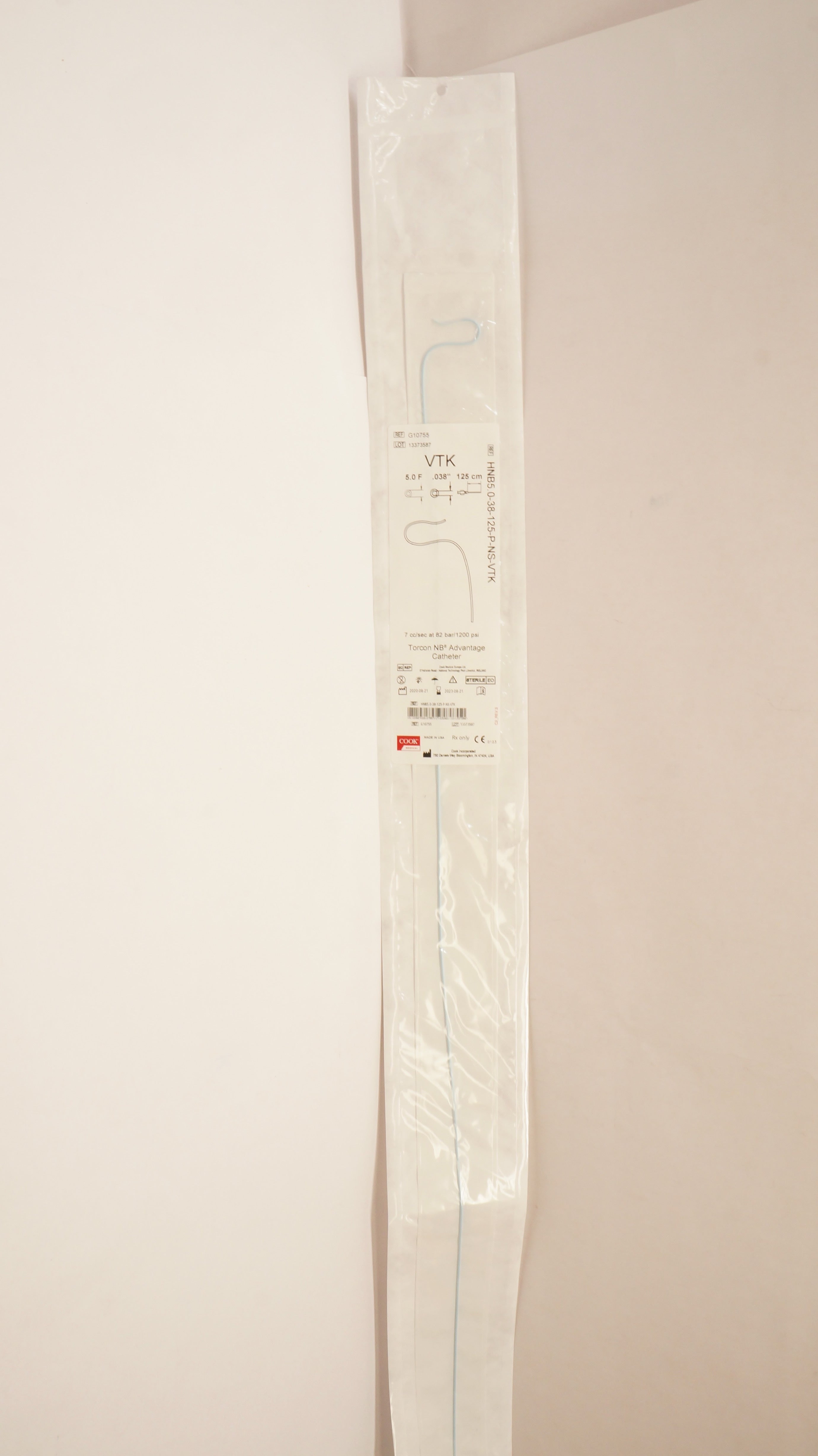 Cook Medical G10755 VTK Torcon NB Advantage Cath. 5.0F x .038inch x 125cm