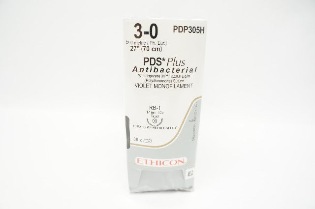 Ethicon PDP305H 3-0 PDS Plus, RB-1, 17mm 1/2c Taper, 27inch (x) - Box of 36