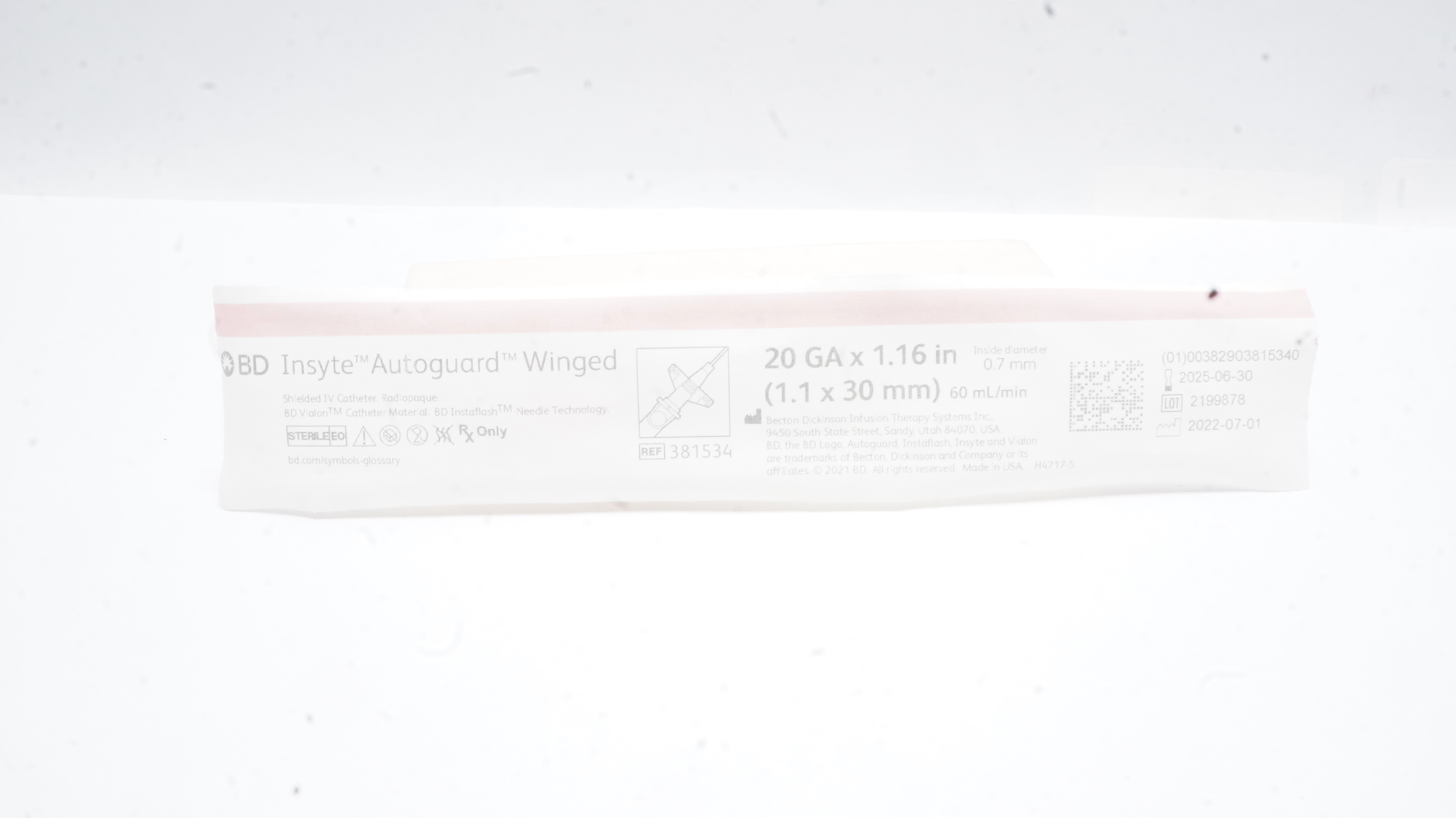 BD 381534 Insyte Autoguard Shielded I.V. Cath. 20Ga x 1.16inch