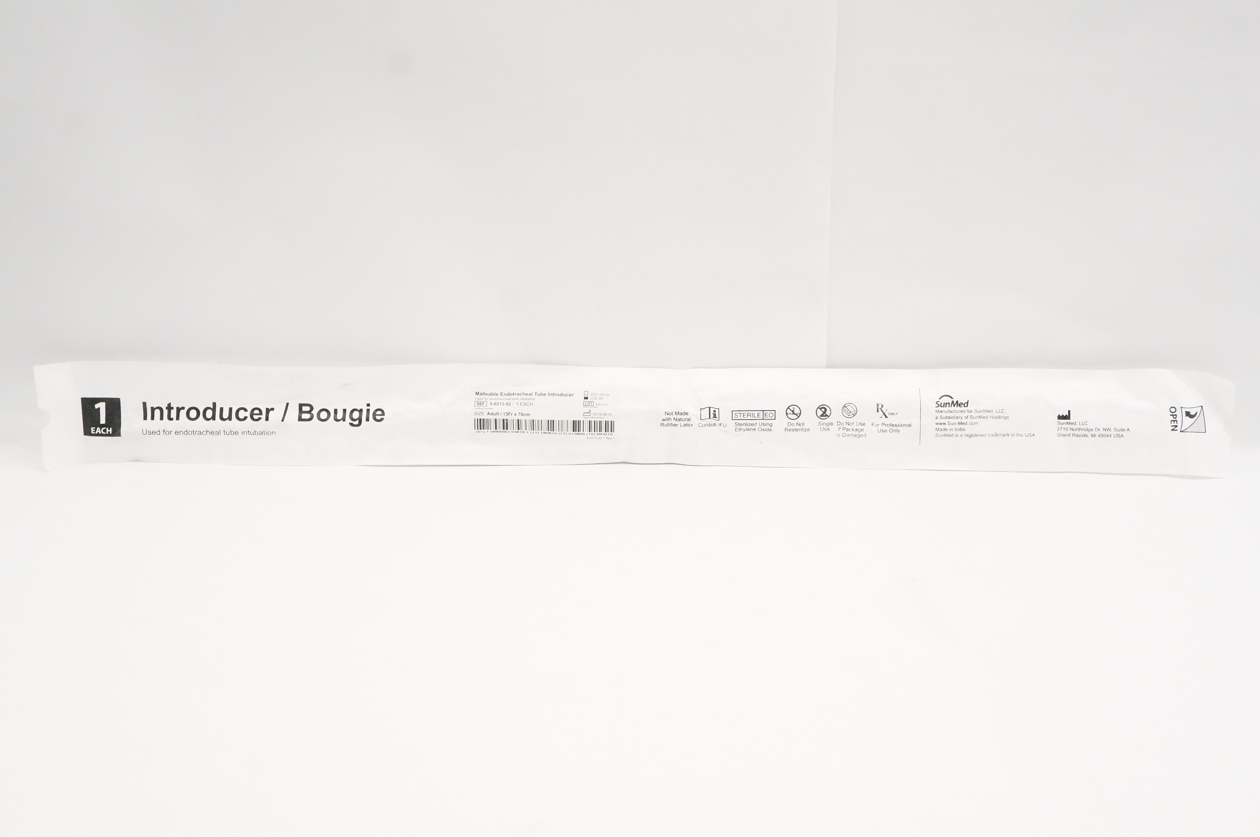SunMed 9-0213-92 Malleable Endotracheal Tube Introducer 15Fr x 70cm (x)