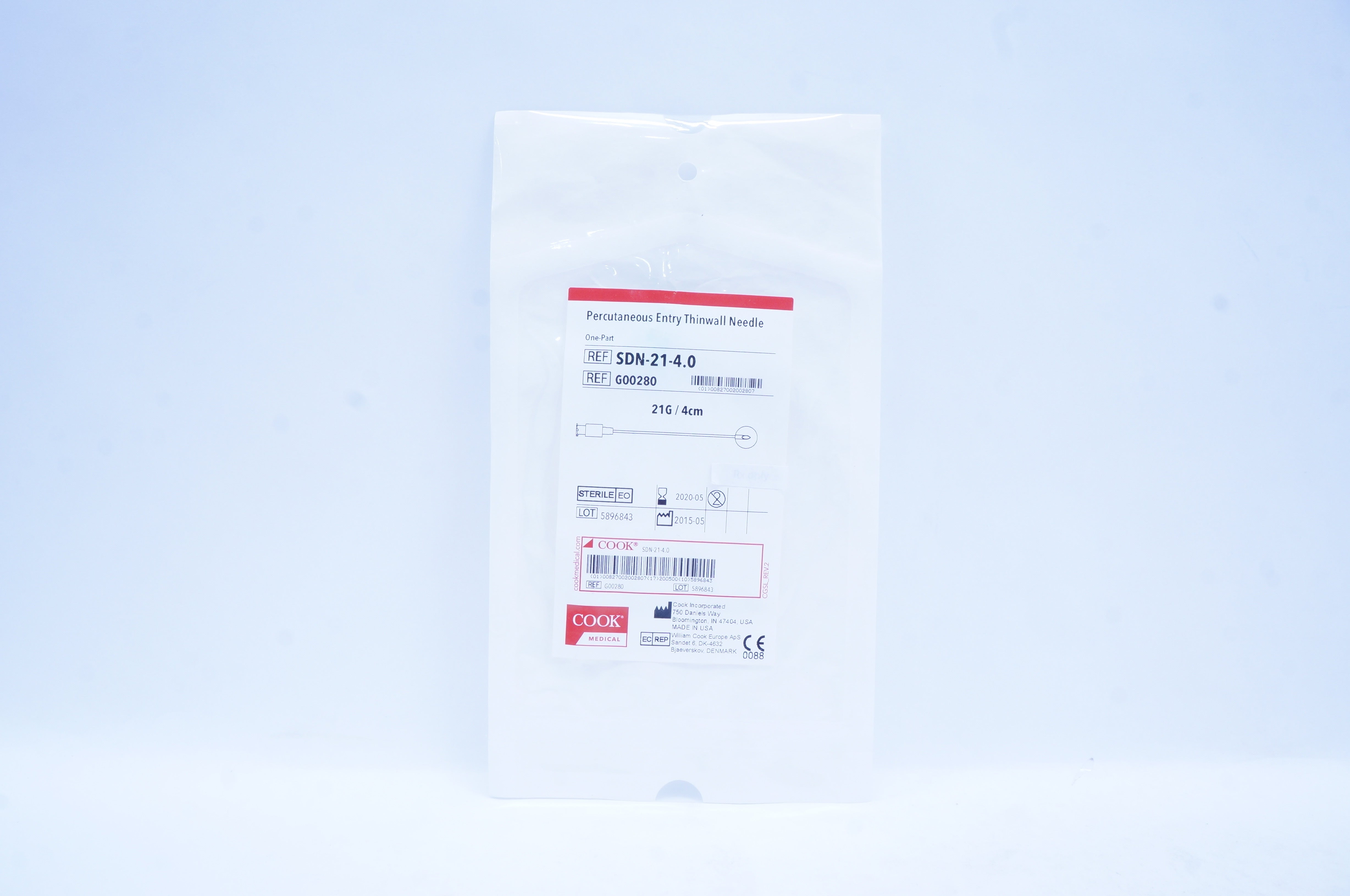Cook Medical G00280 Percutaneous Entry Thinwall Ndle. 21G x 4cm (x)