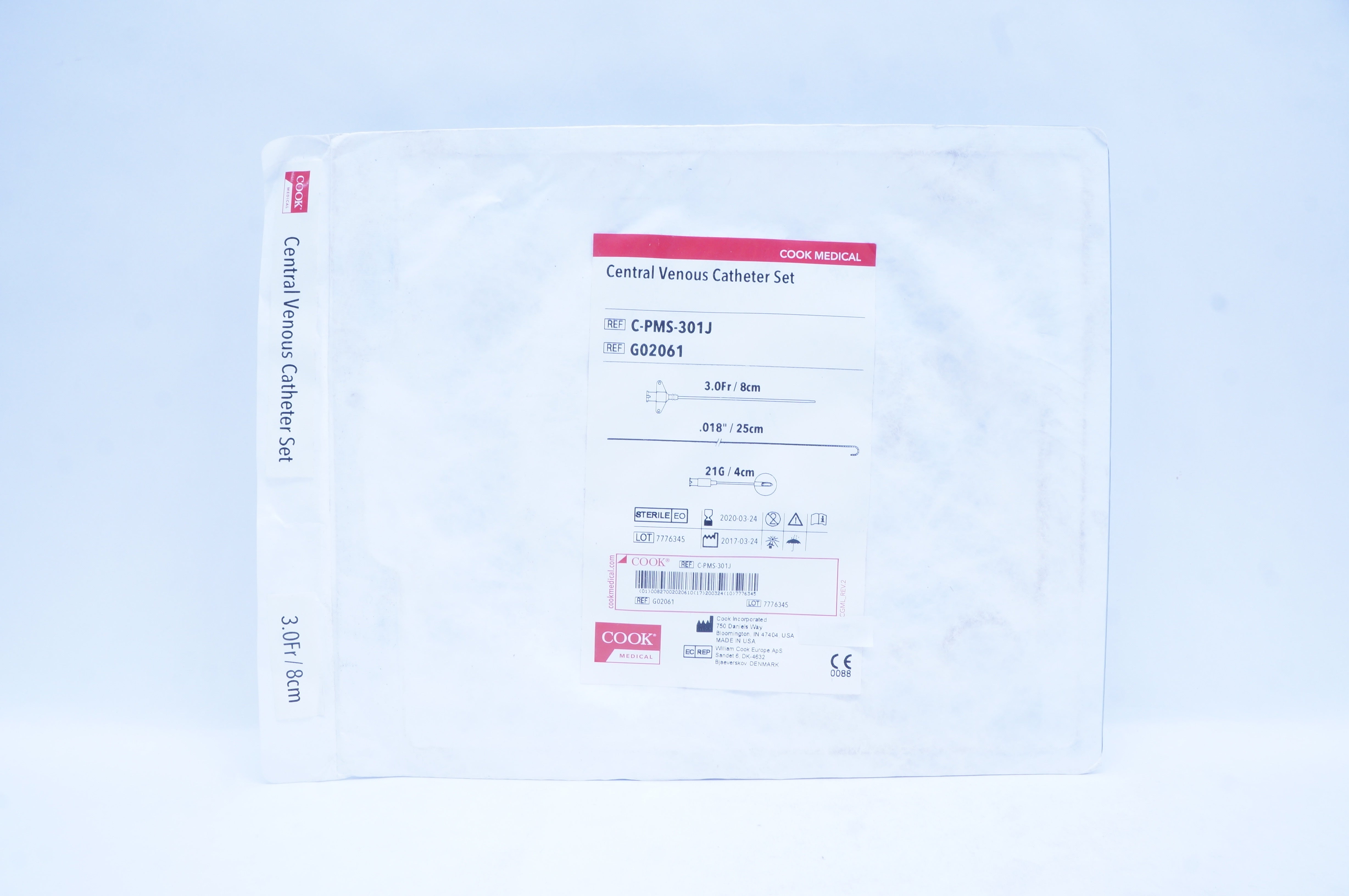 Cook Medical G02061 Central Venous Cath Set 3.0Fr x 0.018inch x 21G (x)