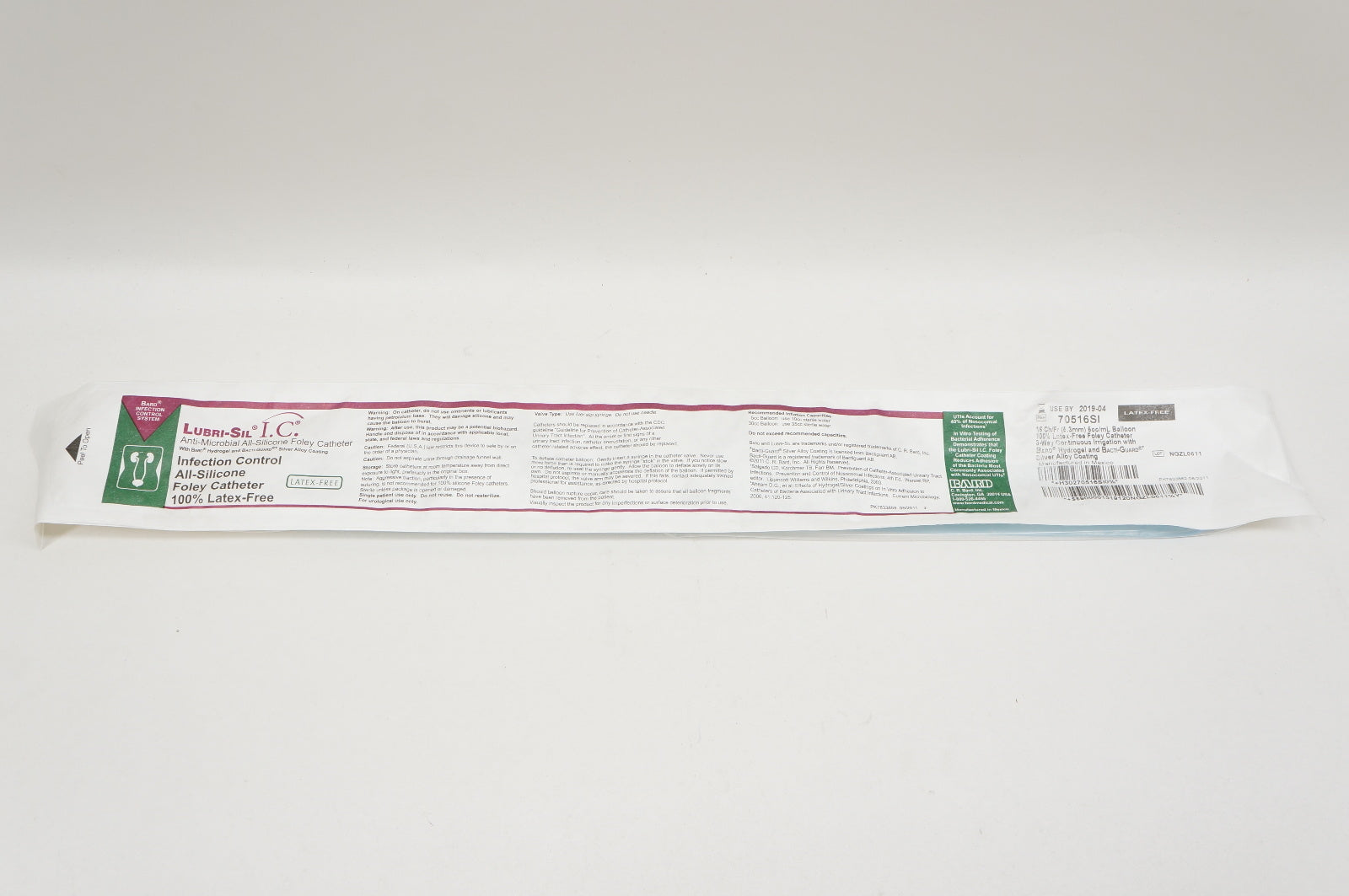 Bard 70516SI Infection Control Foley Cath. 16Fr. 5cc Balloon (x)