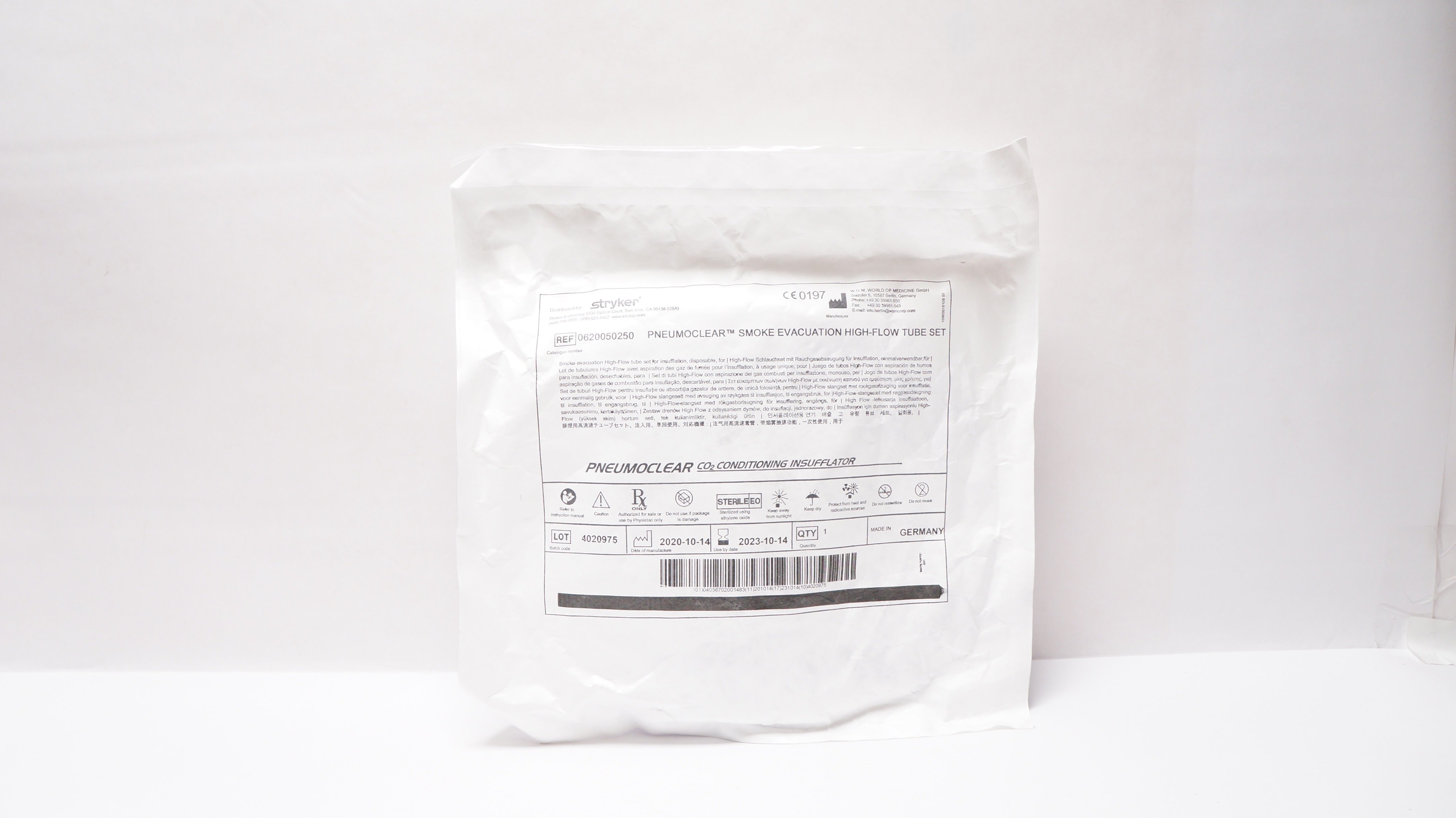 Stryker 0620050250 Pneumoclear Smoke Evacuation High-Flow Tube Set