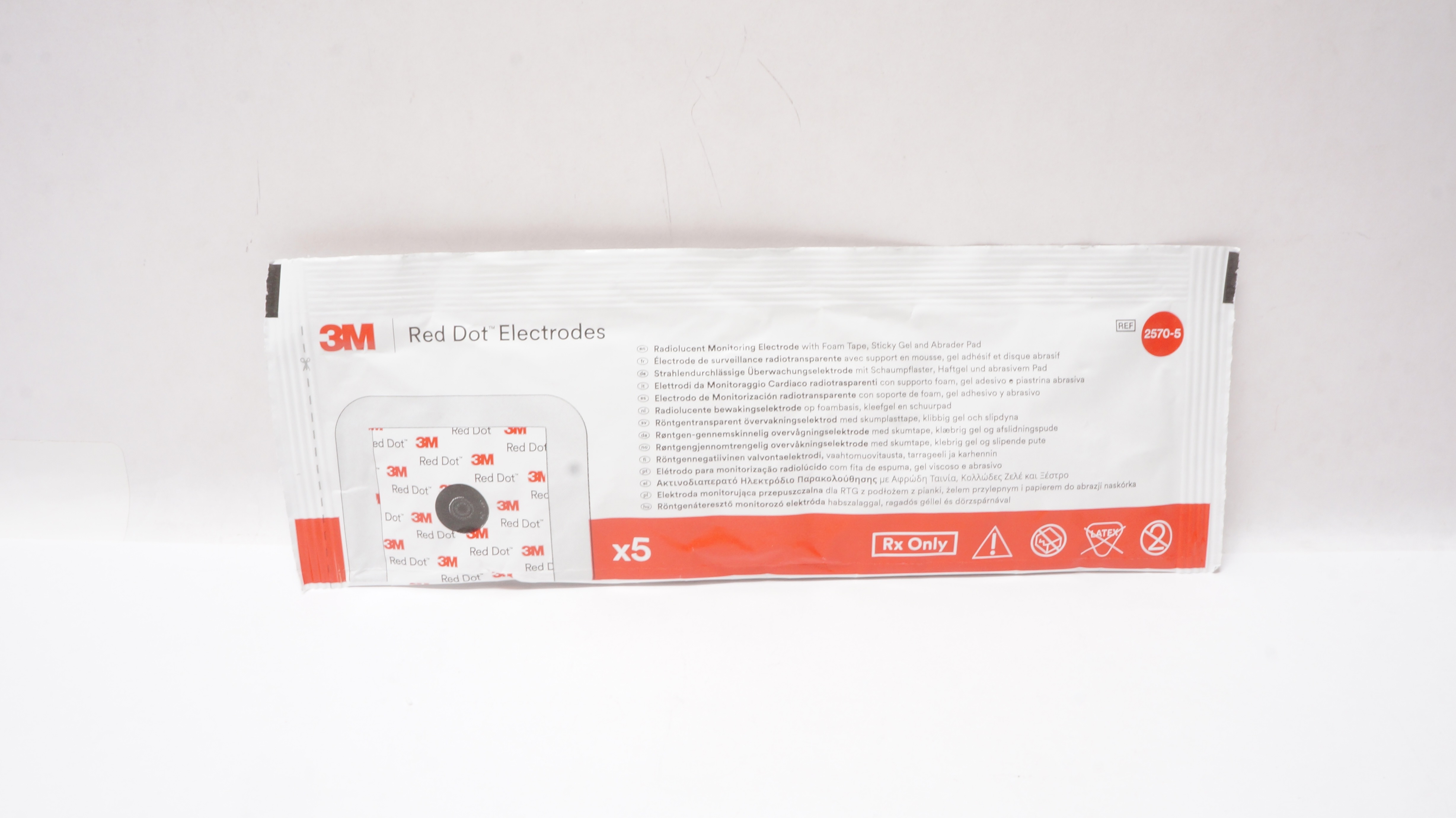 3M 2570-5 Radiolucent Monitoring Electrode Foam Tape Abrader Pad - Pack of 5
