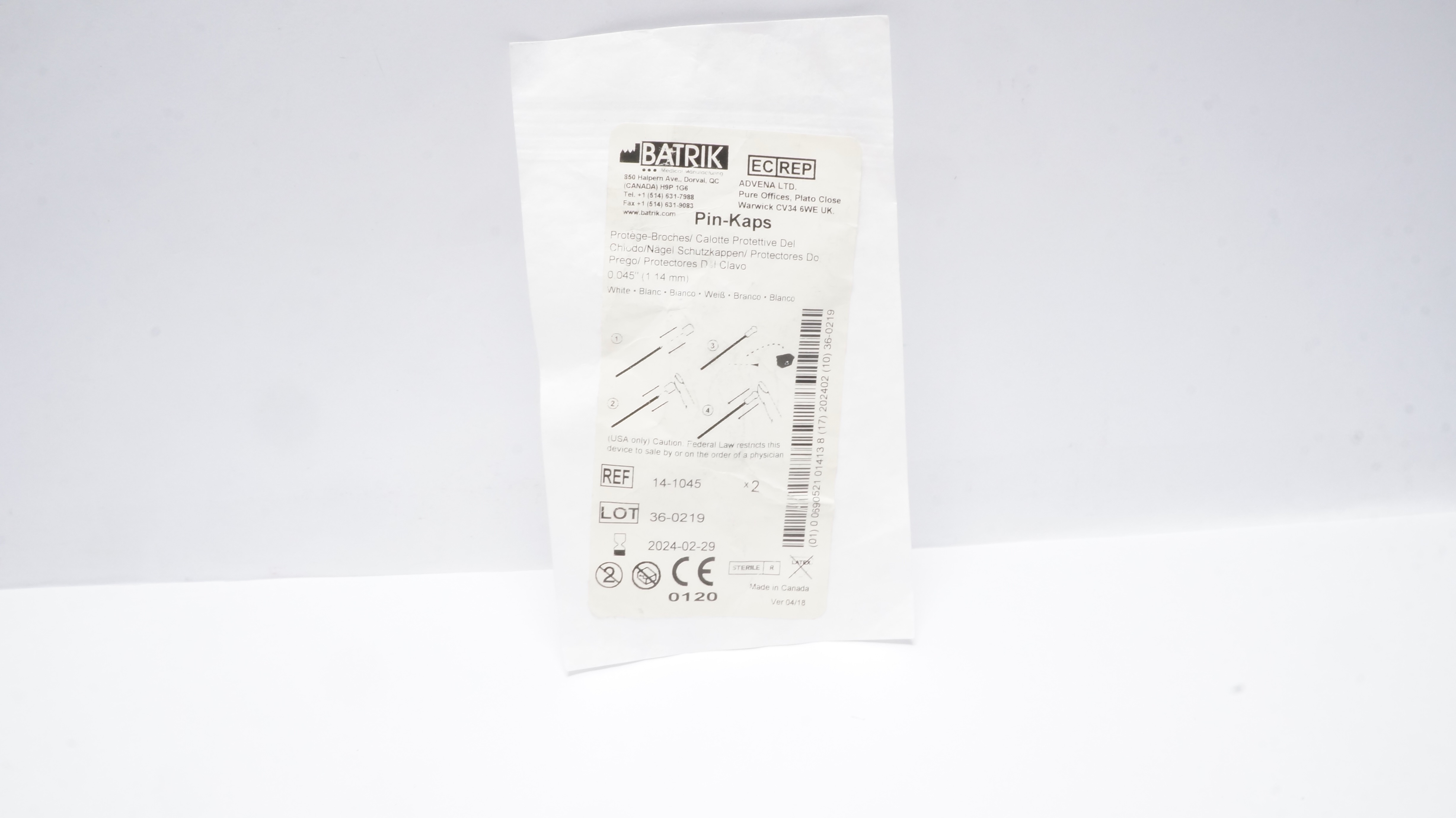 Batrik 14-1045 Pin-Kaps Covers, White 0.045inch (x) - Pack of 2