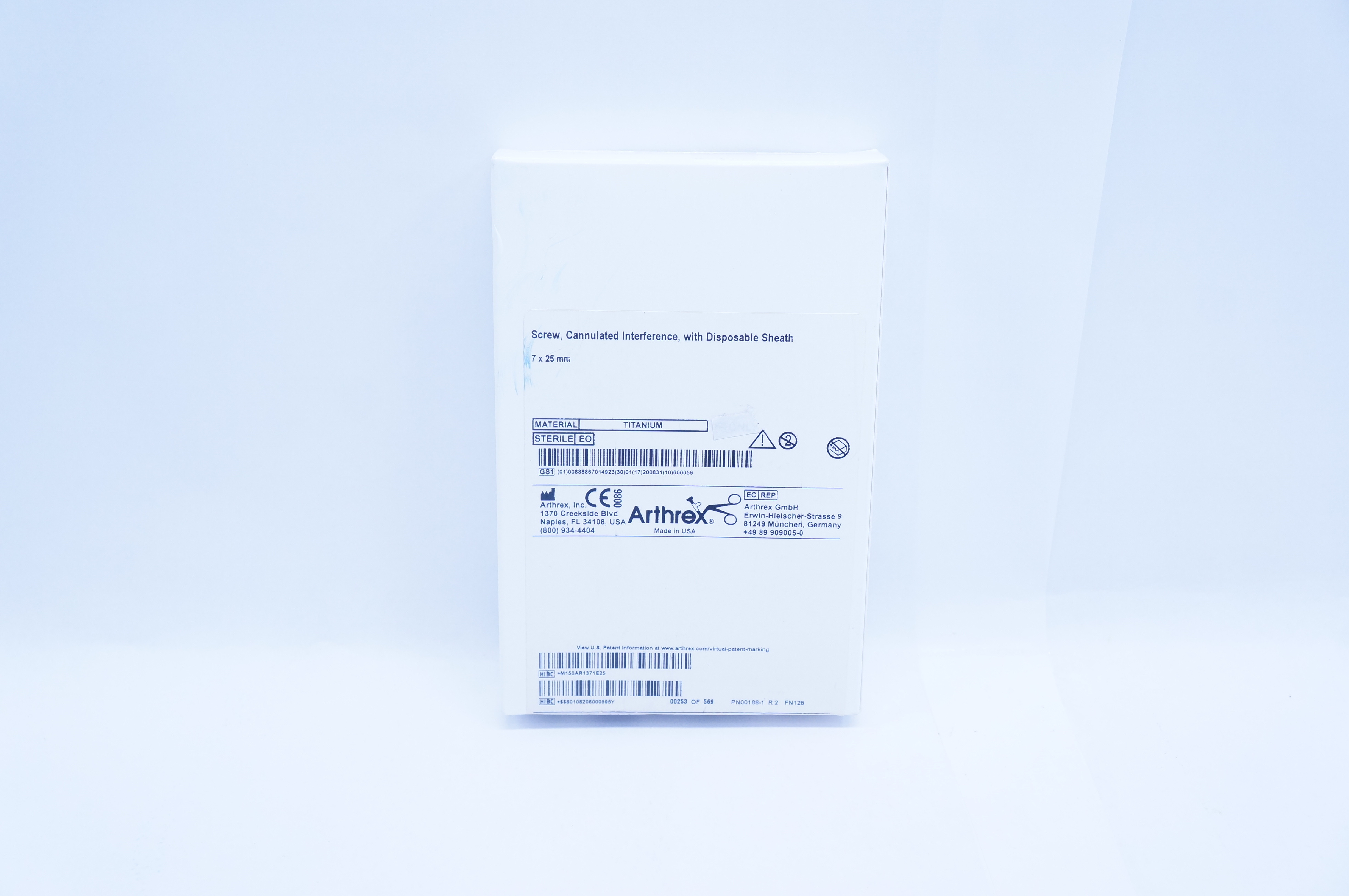 Arthrex AR-1371E Screw, Cannulated Interference, Disposable Sheath 7 x 25mm (x)