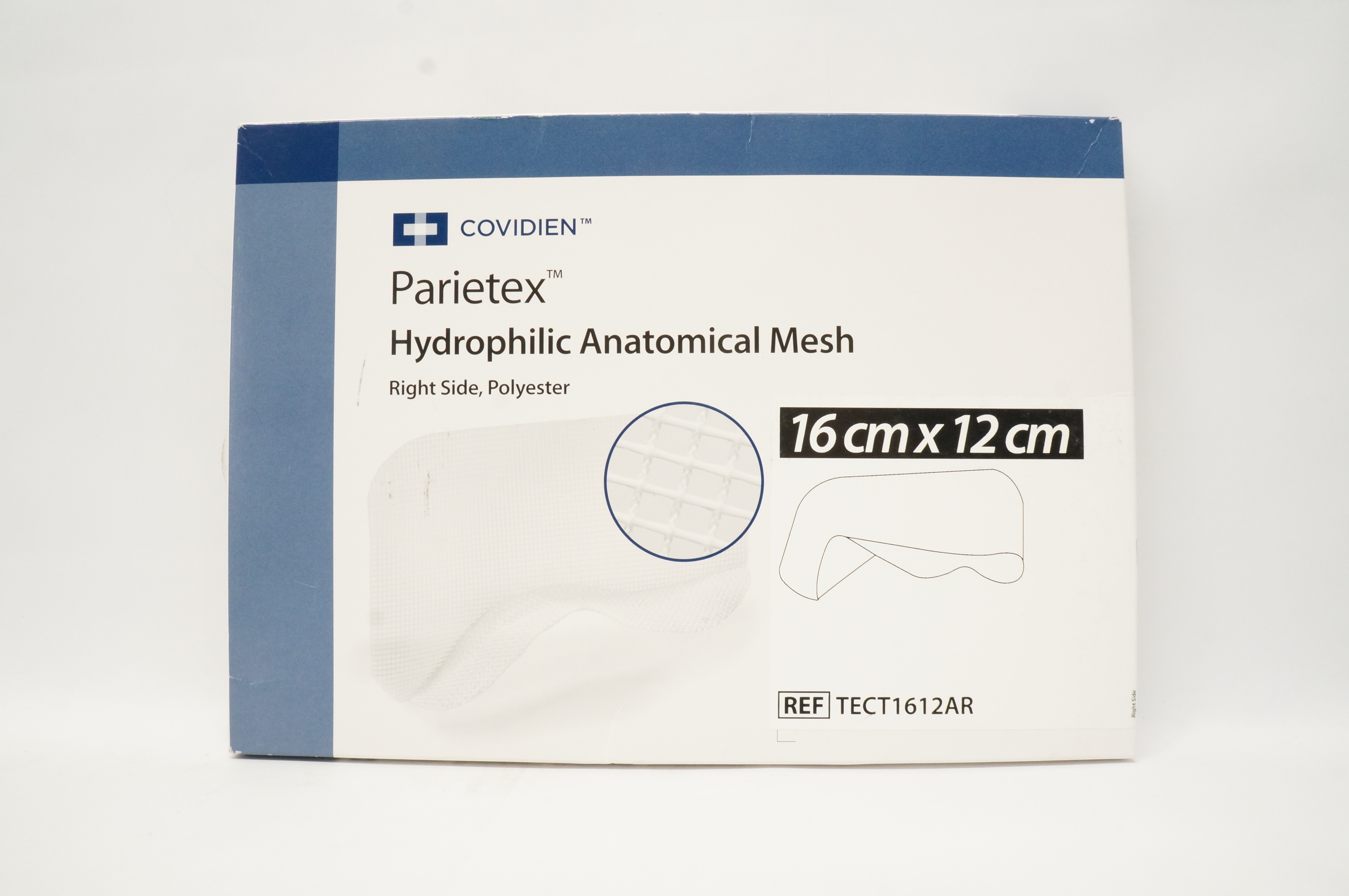 Covidien TECT1612AR Parietex Hydrophilic Anatomical Mesh 16cm x 12cm (x)