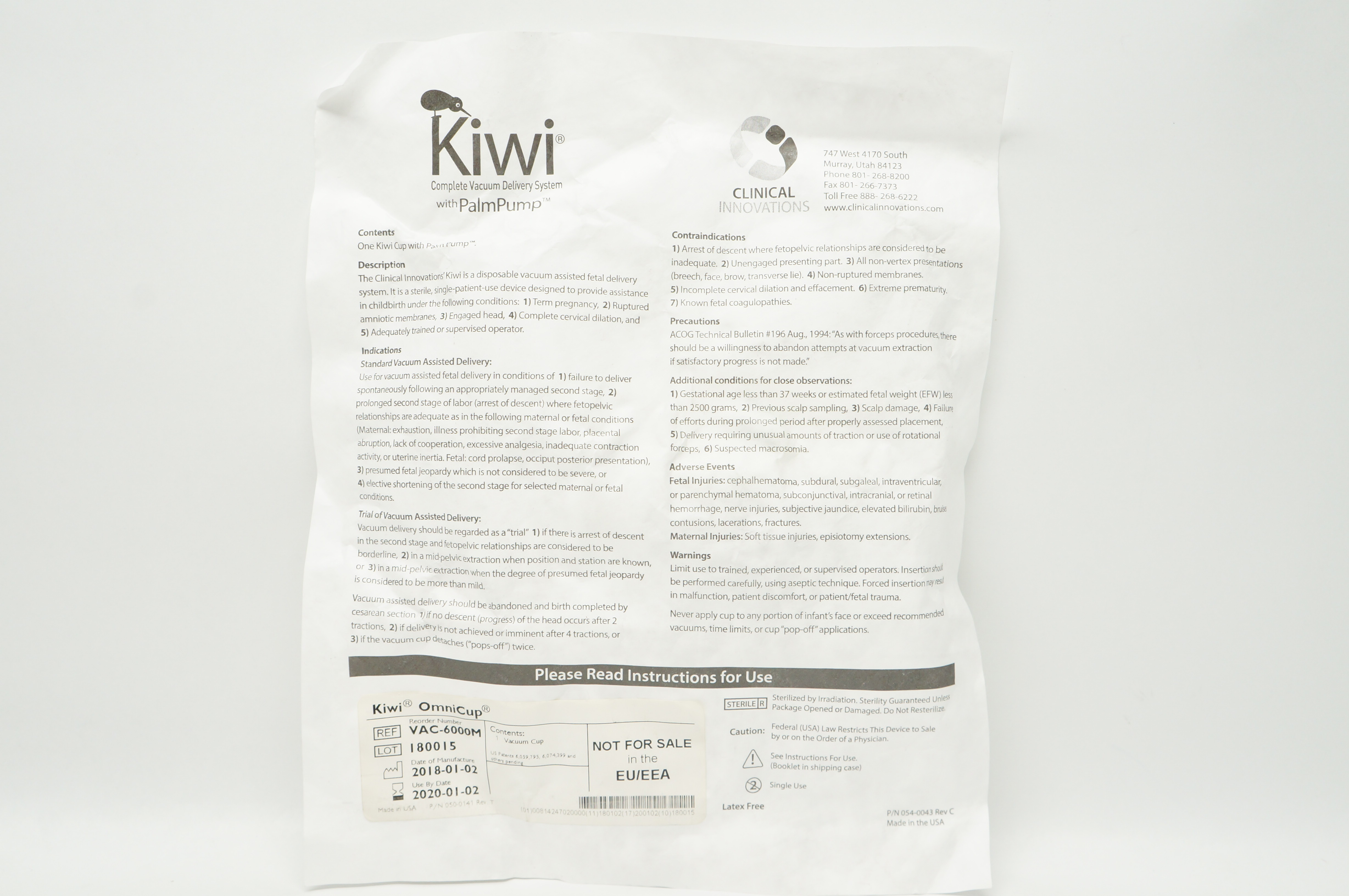 Clinical Innovations VAC-6000M Kiwi OmniCup Complete Vacuum Delivery System (x)