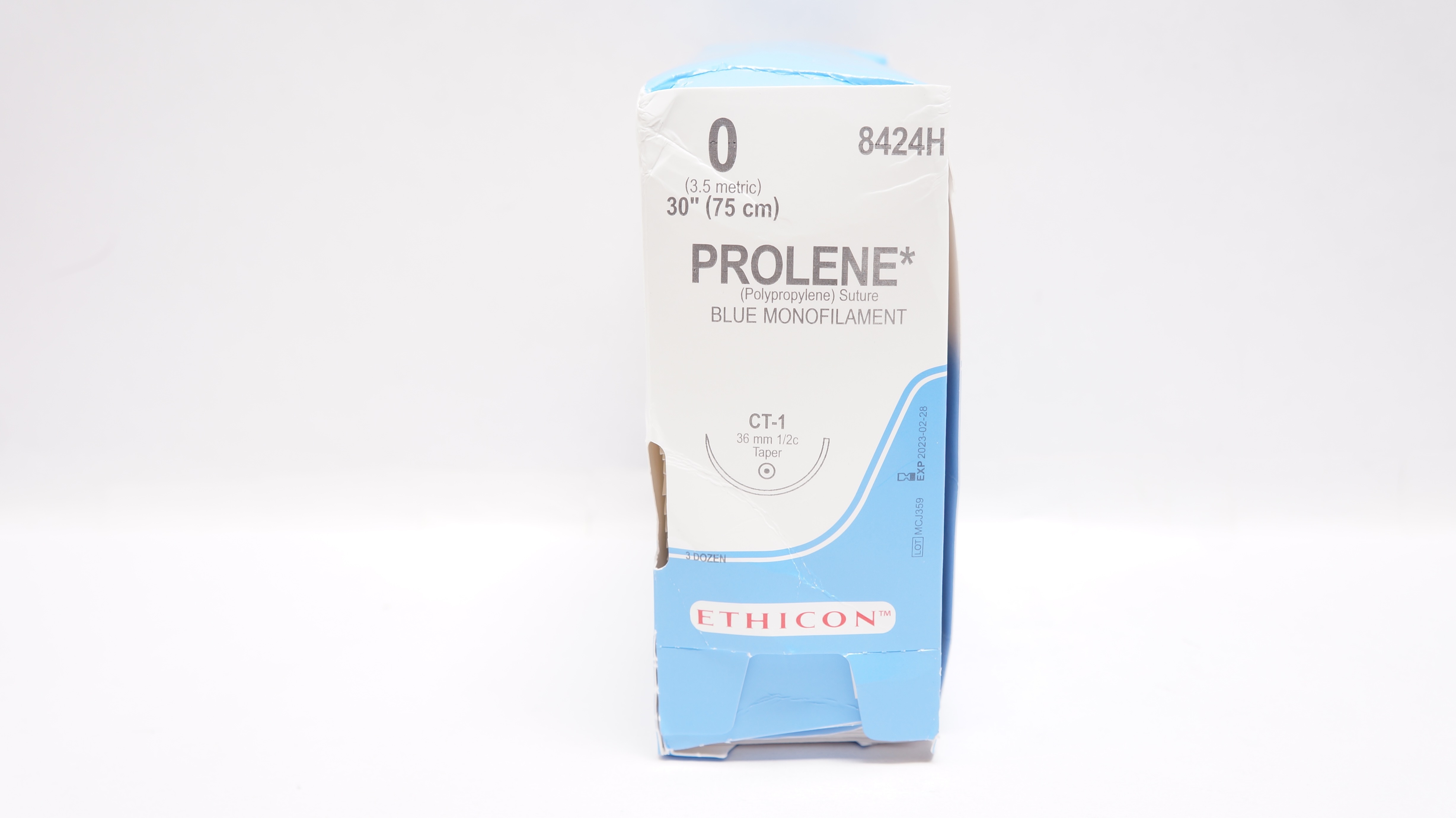 Ethicon 8424H 0 PROLENE Blue Monofilament CT-1 36mm 1/2c, 30inch (x) - Box of 36