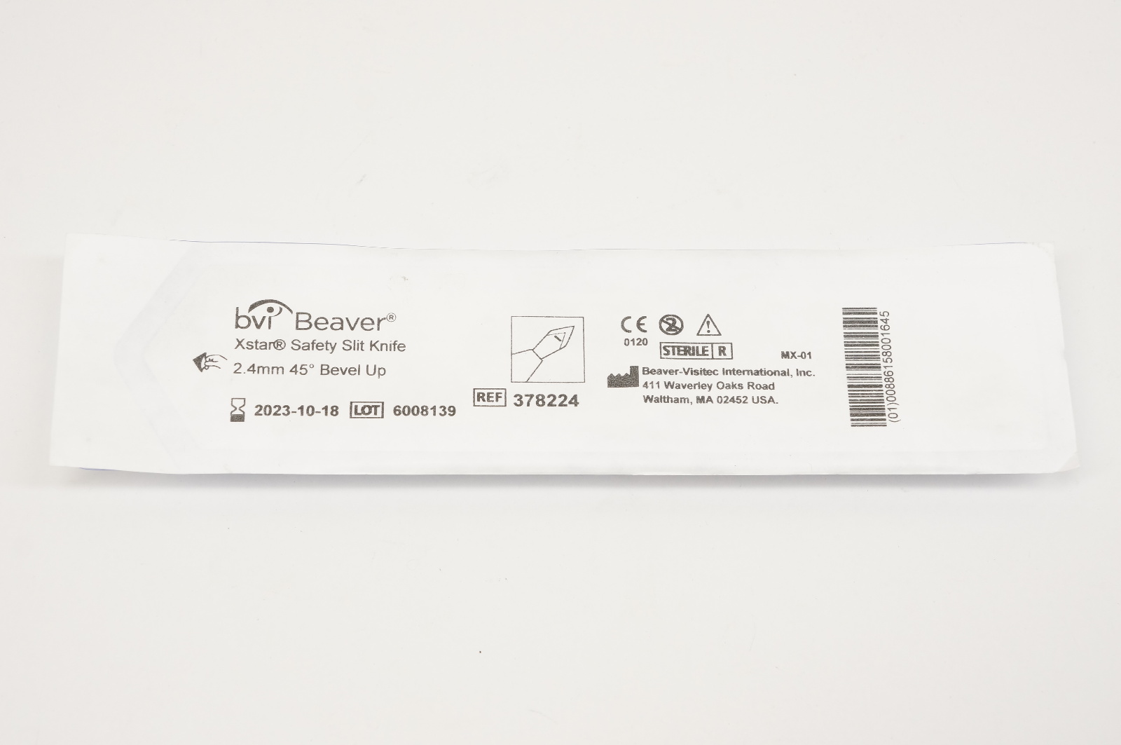 BVI Beaver 378224 Xstar Safety Slit Knife 2.4mm 45degree Bevel Up