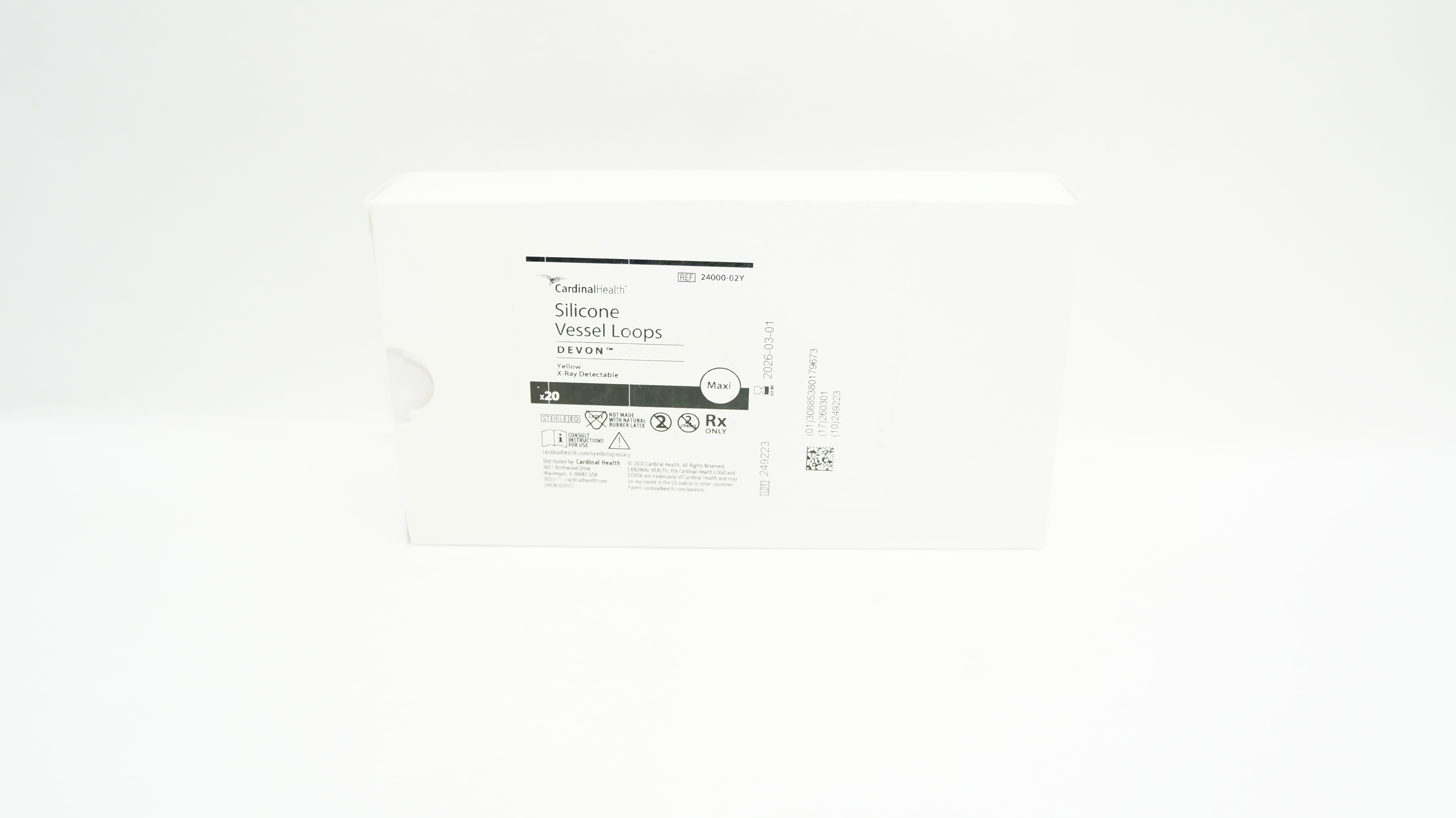 Cardinal Health 24000-02Y Devon Silicone Vessel Loops Maxi - Box of 20