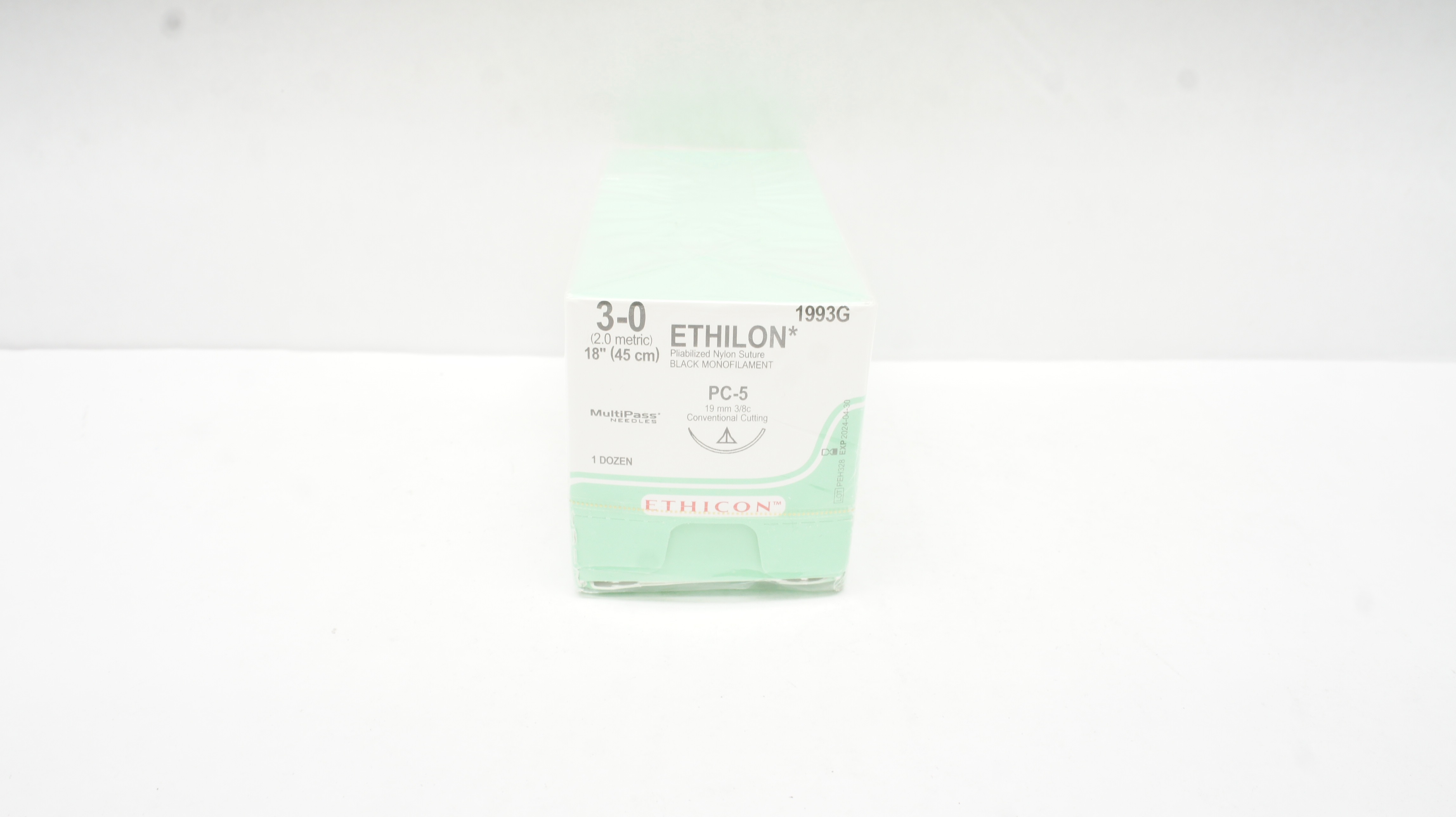 Ethicon 1993G Ethilon 3-0 Nylon Stre PC-5 19mm 3/8c 18inch (x) - Box of 12