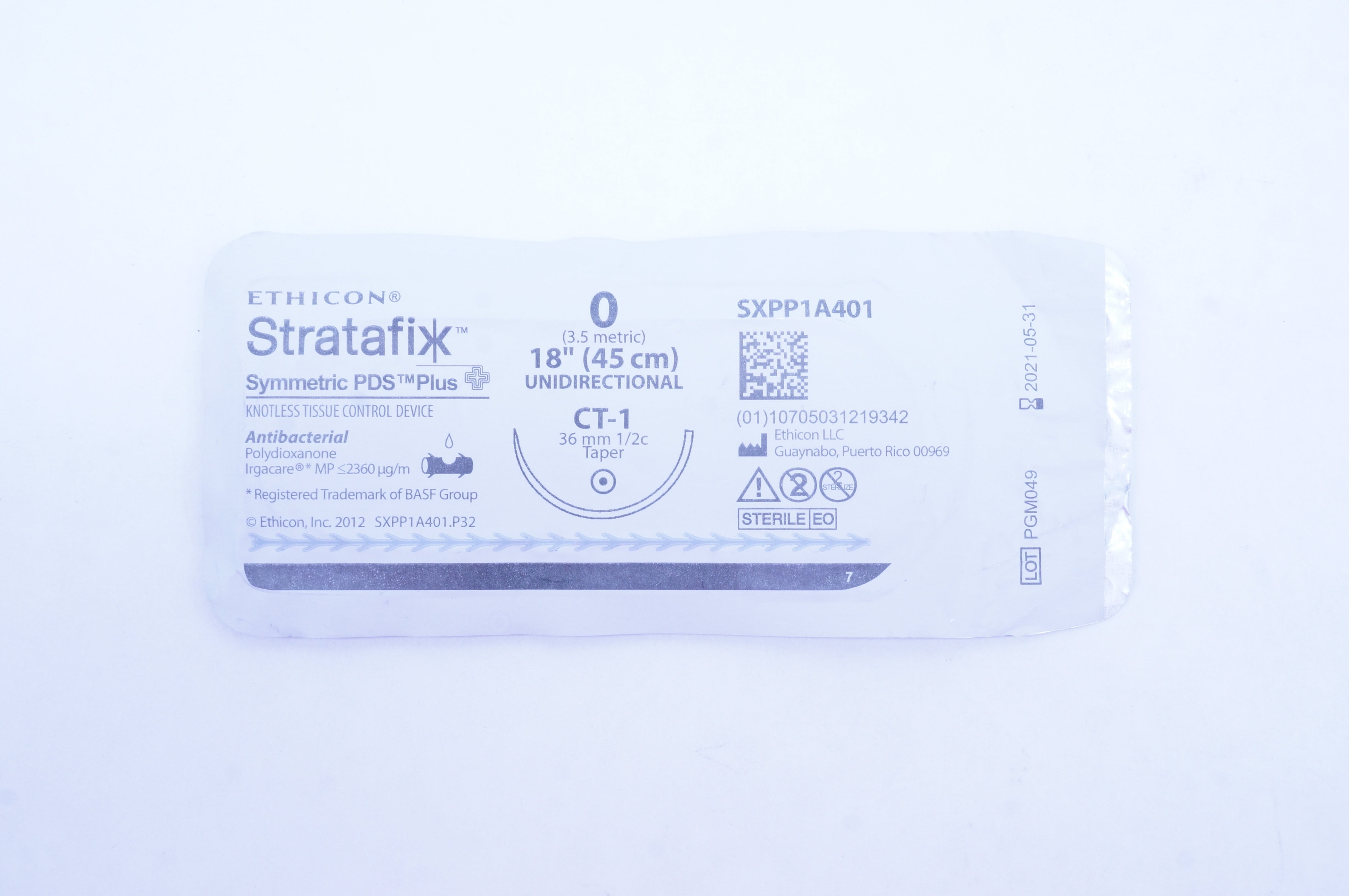 Ethicon SXPP1A401 0 Stratafix, CT-1, 36mm 1/2c Taper, 18inch