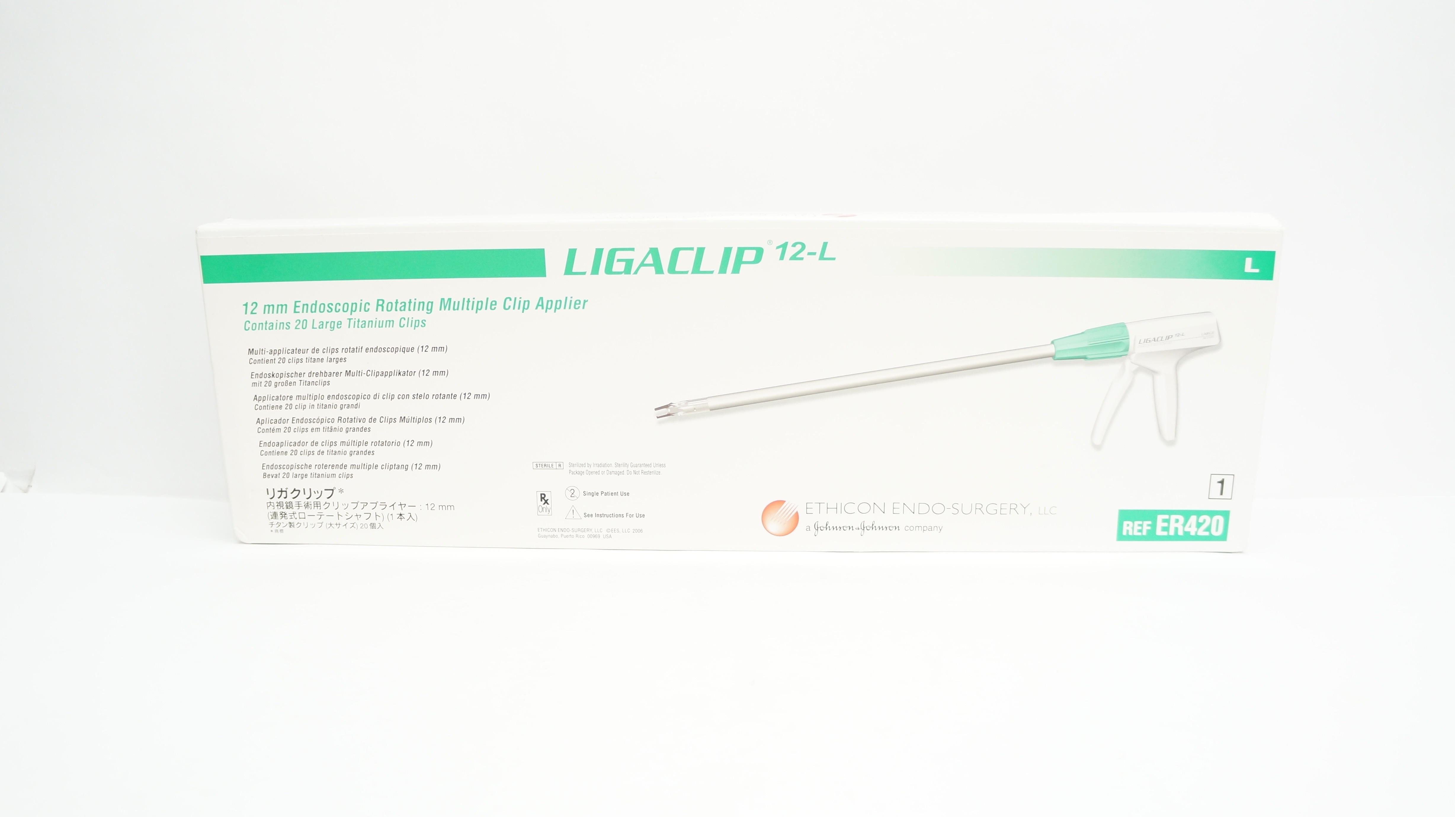 Ethicon ER420 LIGACLIP 12mm Endoscopic Rotating Multiple Clip Applier (x)