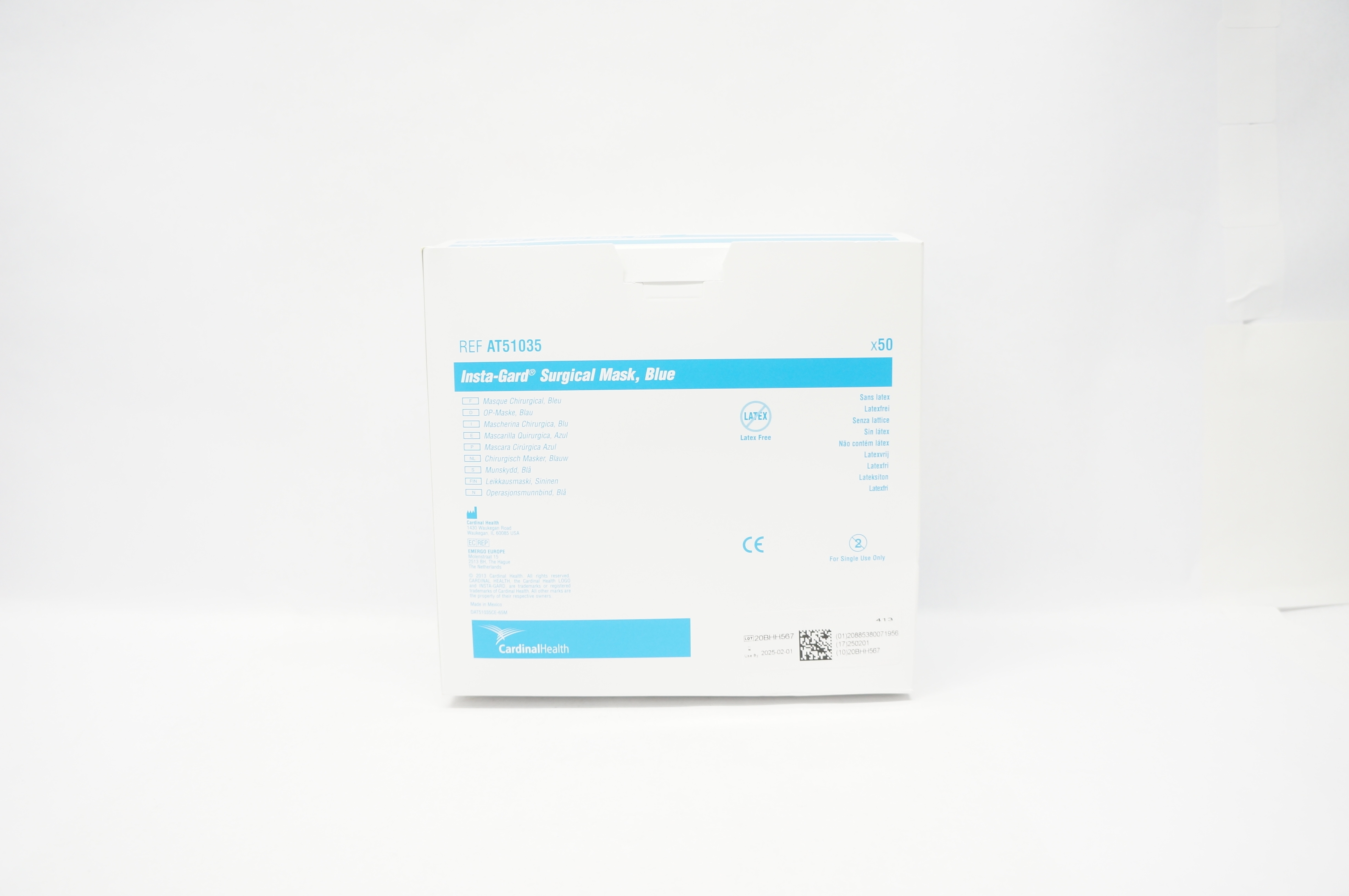 Cardinal Health AT51035 Insta-Gard Surgical Mask Blue - Box of 50