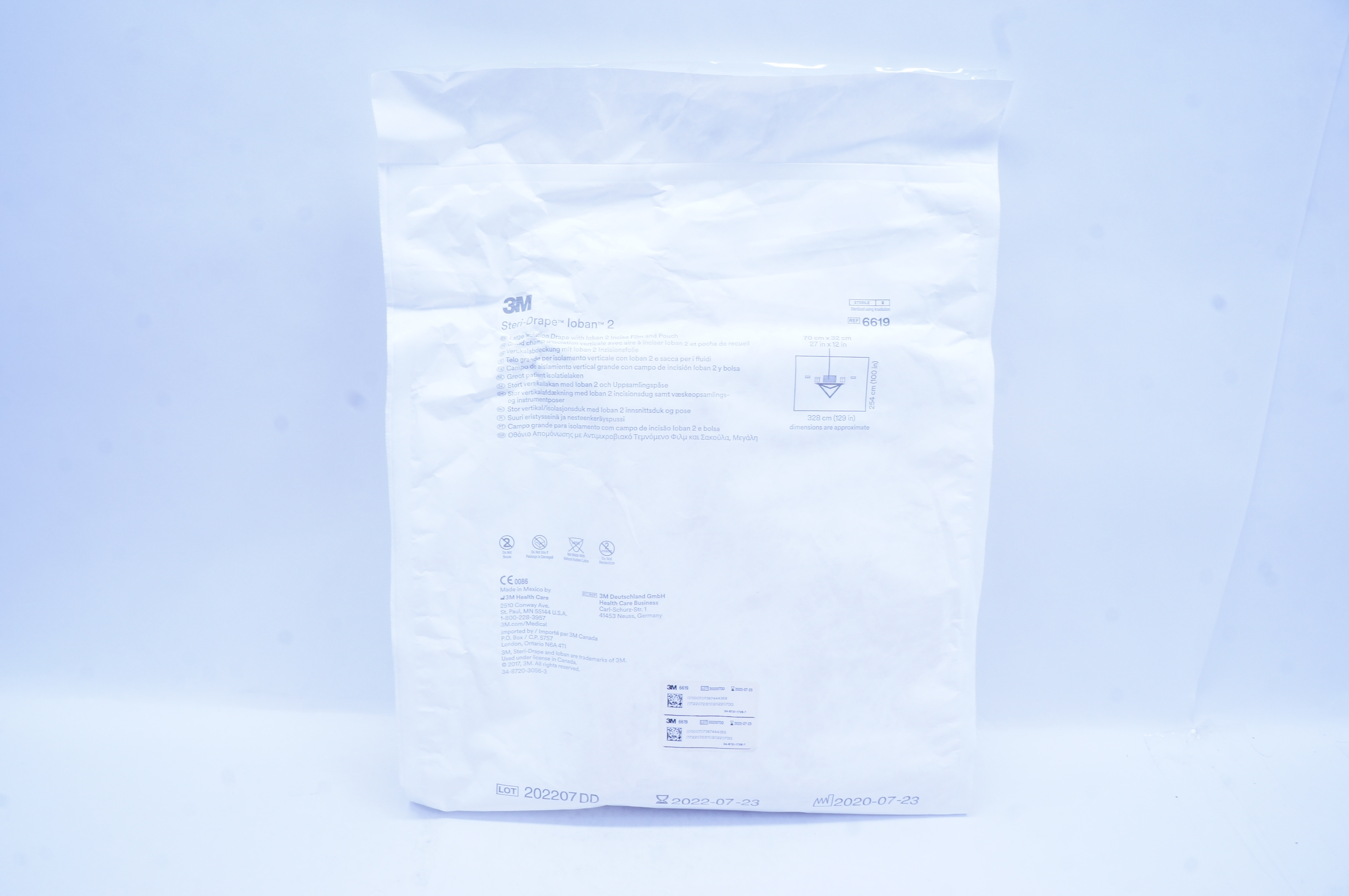 3M 6619 Steri-Drape Ioban 2 Large Isolation Drape 27 inch x 12 inch