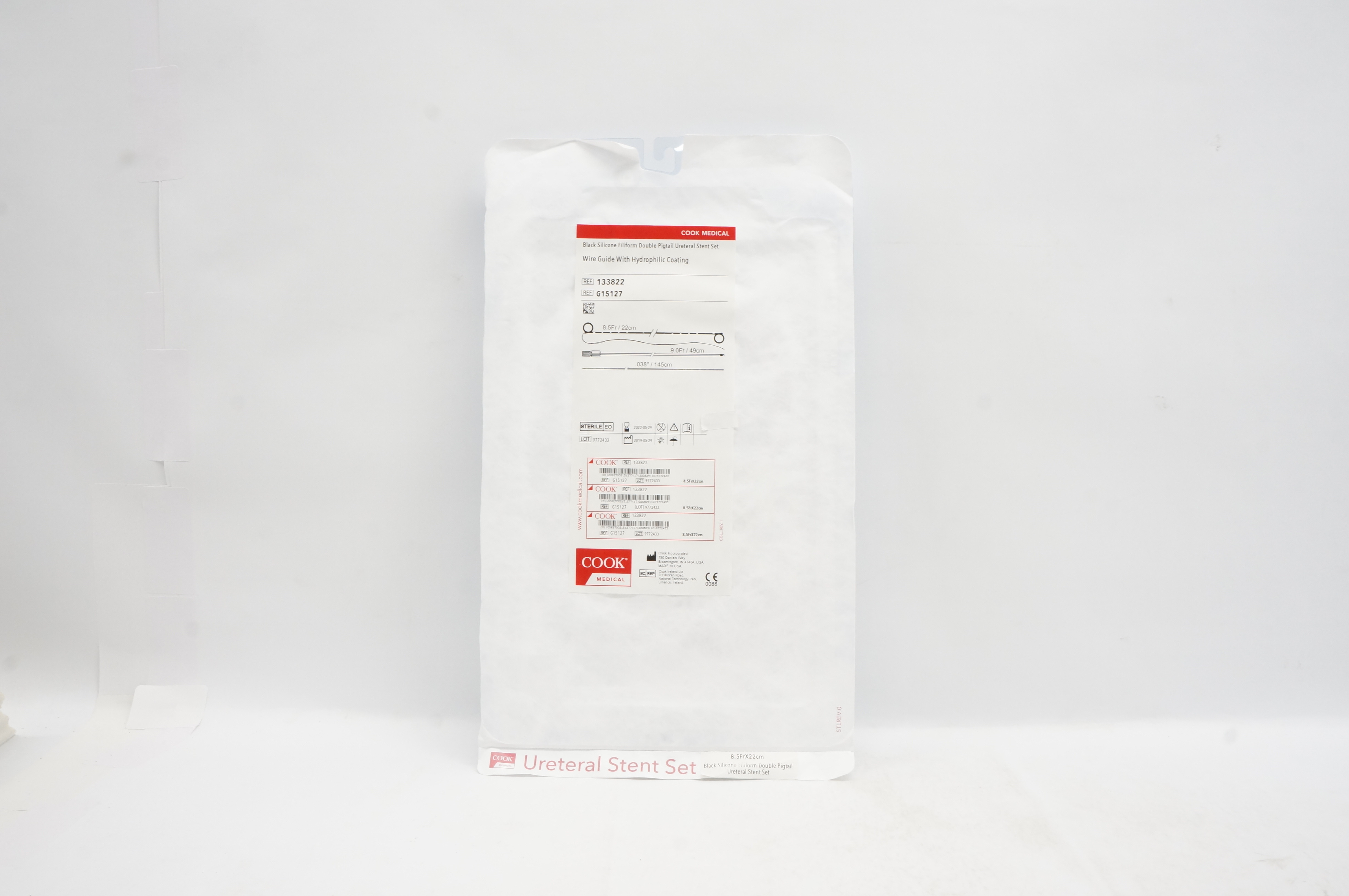 Cook Medical G15127 Black Silicone Filiform Double Pigtail Ureter 8.5Fr x 22cm