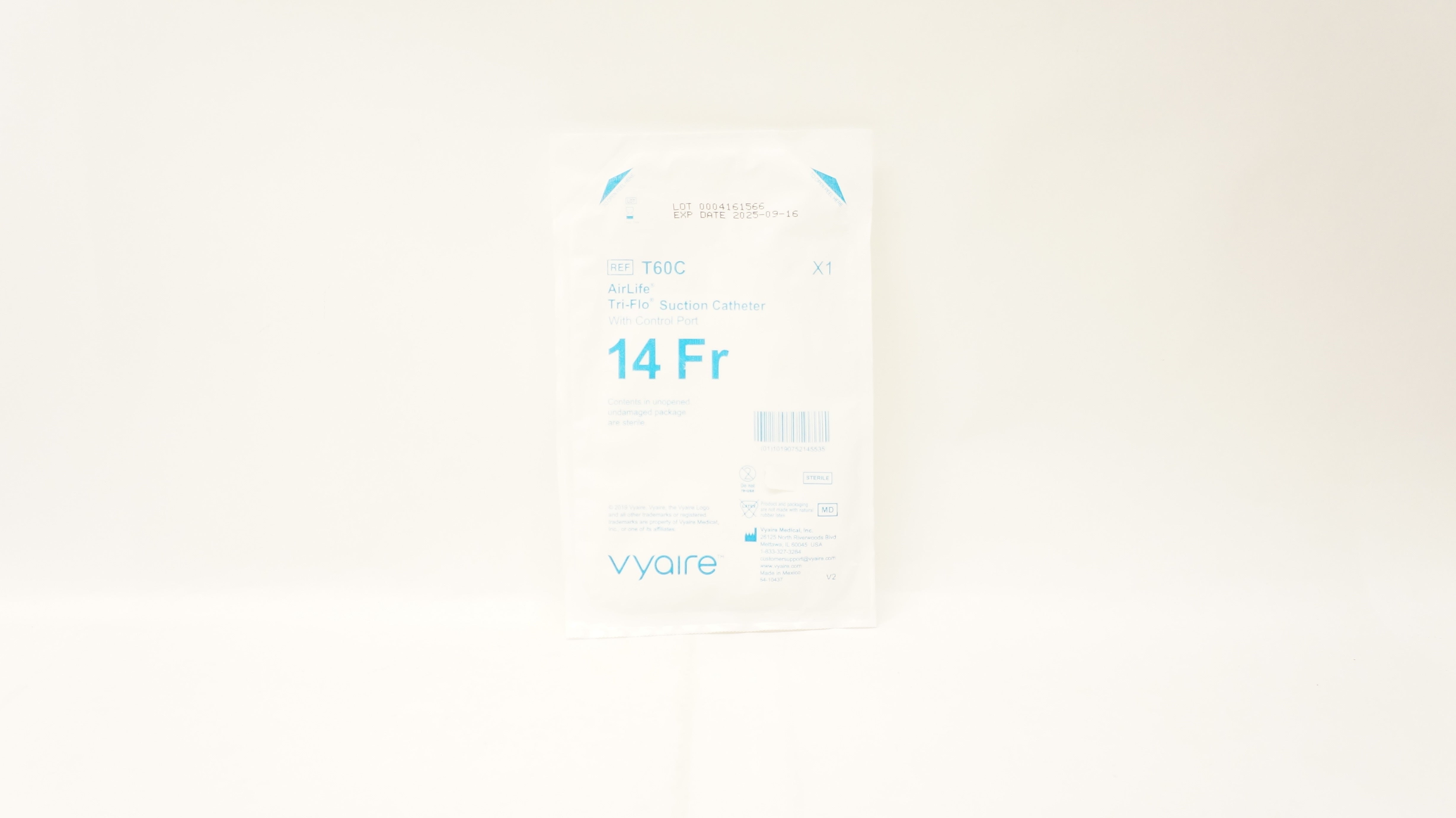 Vyare Medical T60C AirLife Tri-Flo Suction Cath. with Control Port, X1 14Fr.
