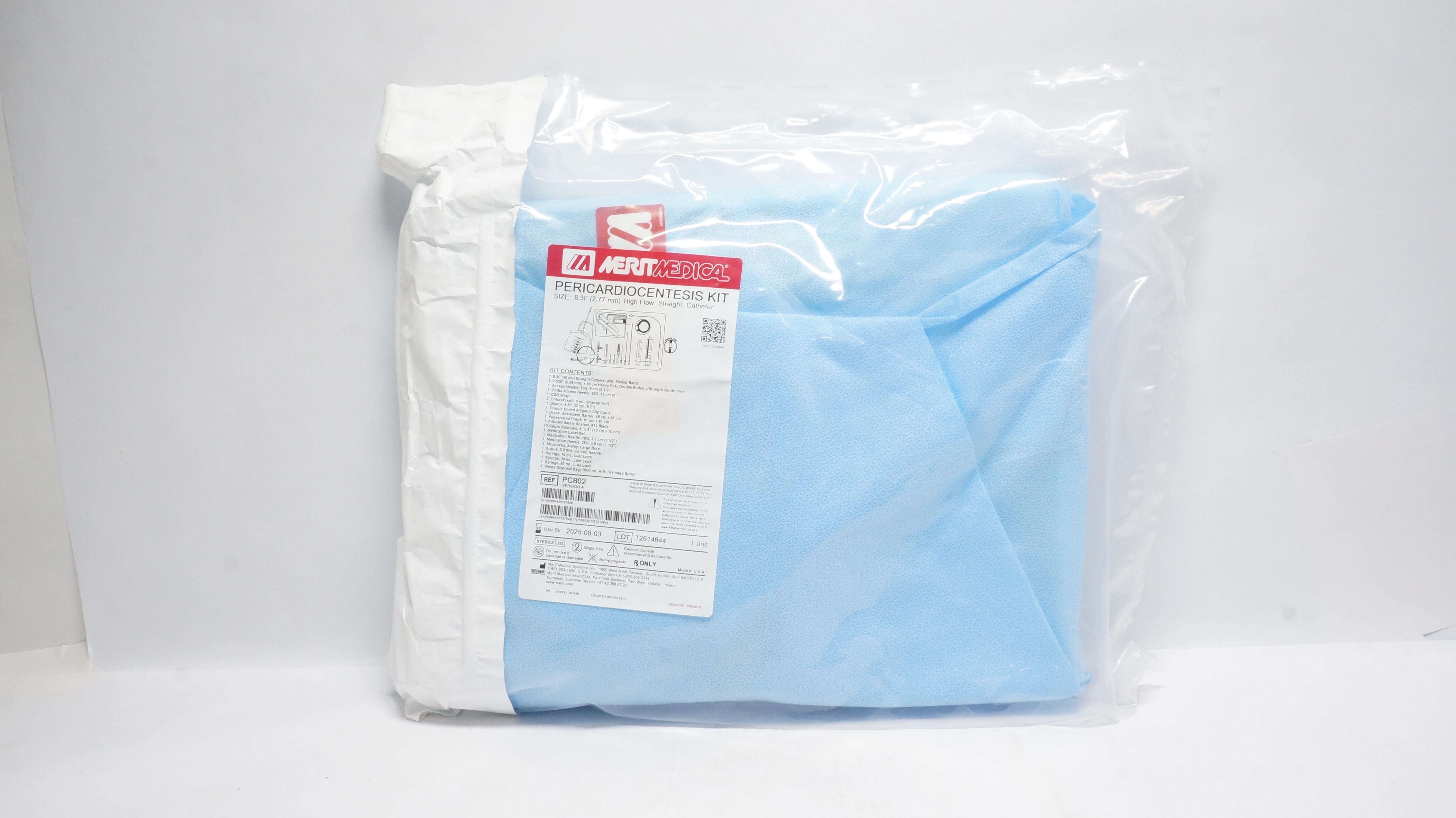 Merit Medical PC802 Pericardiocentesis Kit 8.3F High Flow Straight Cath. (x)