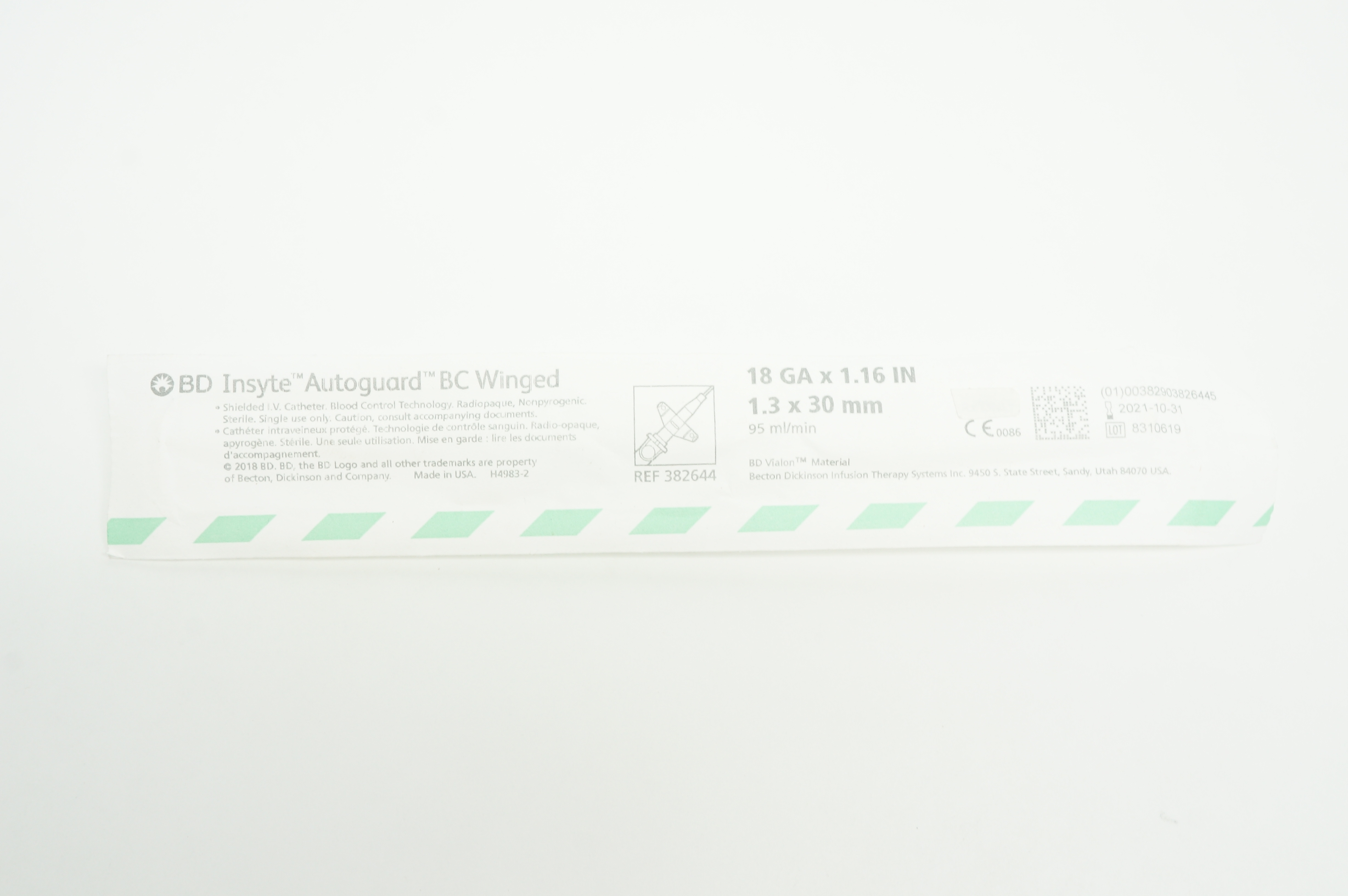 BD 382644 Insyte Autoguard BC Winged Shielded IV Cath.18GA x 1.16inch x 95ml/min