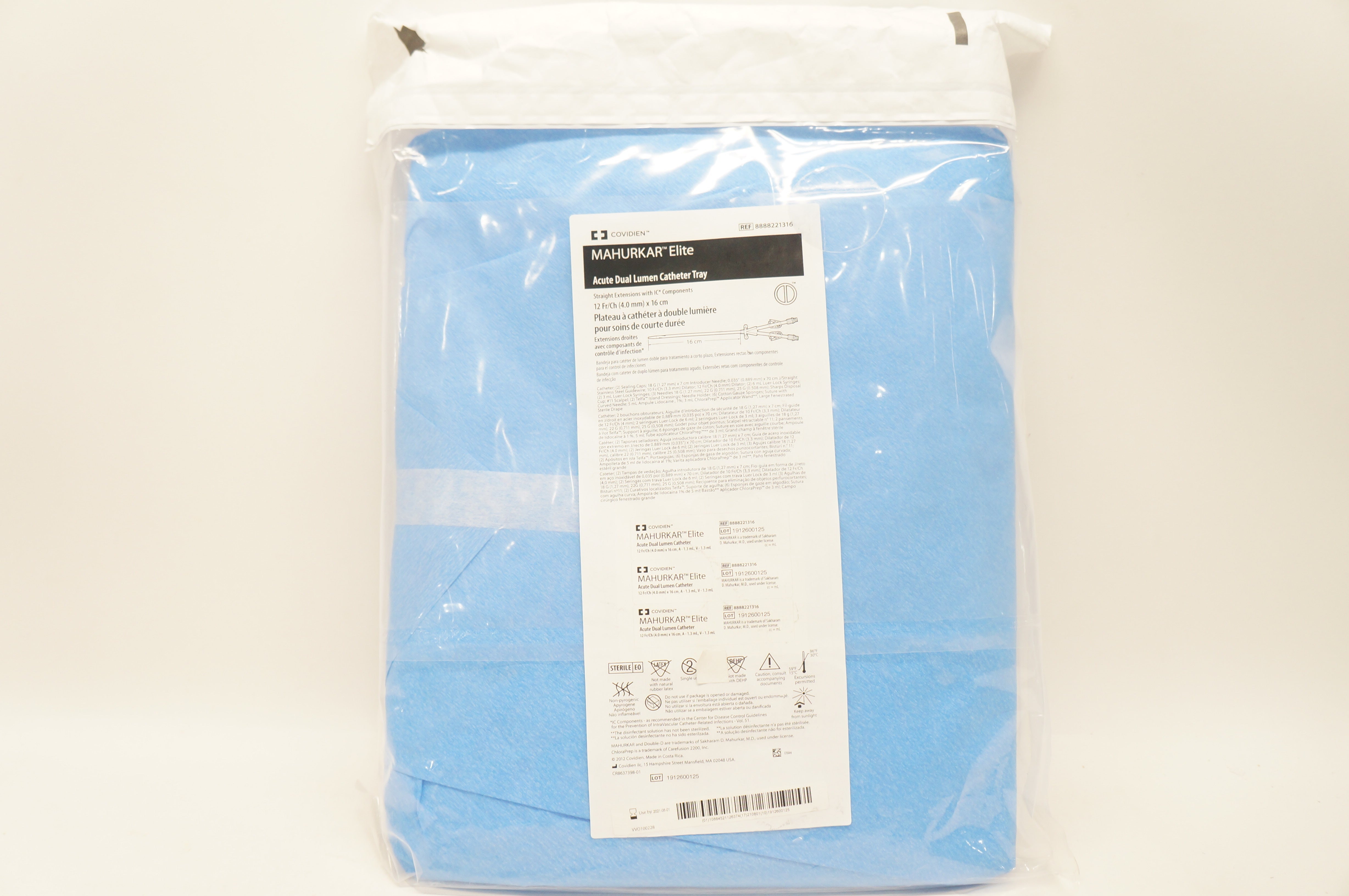 Covidien 8888221316 Mahurkar Elite Acute Dual Lumen Cath Tray 12Fr x 16cm (x)