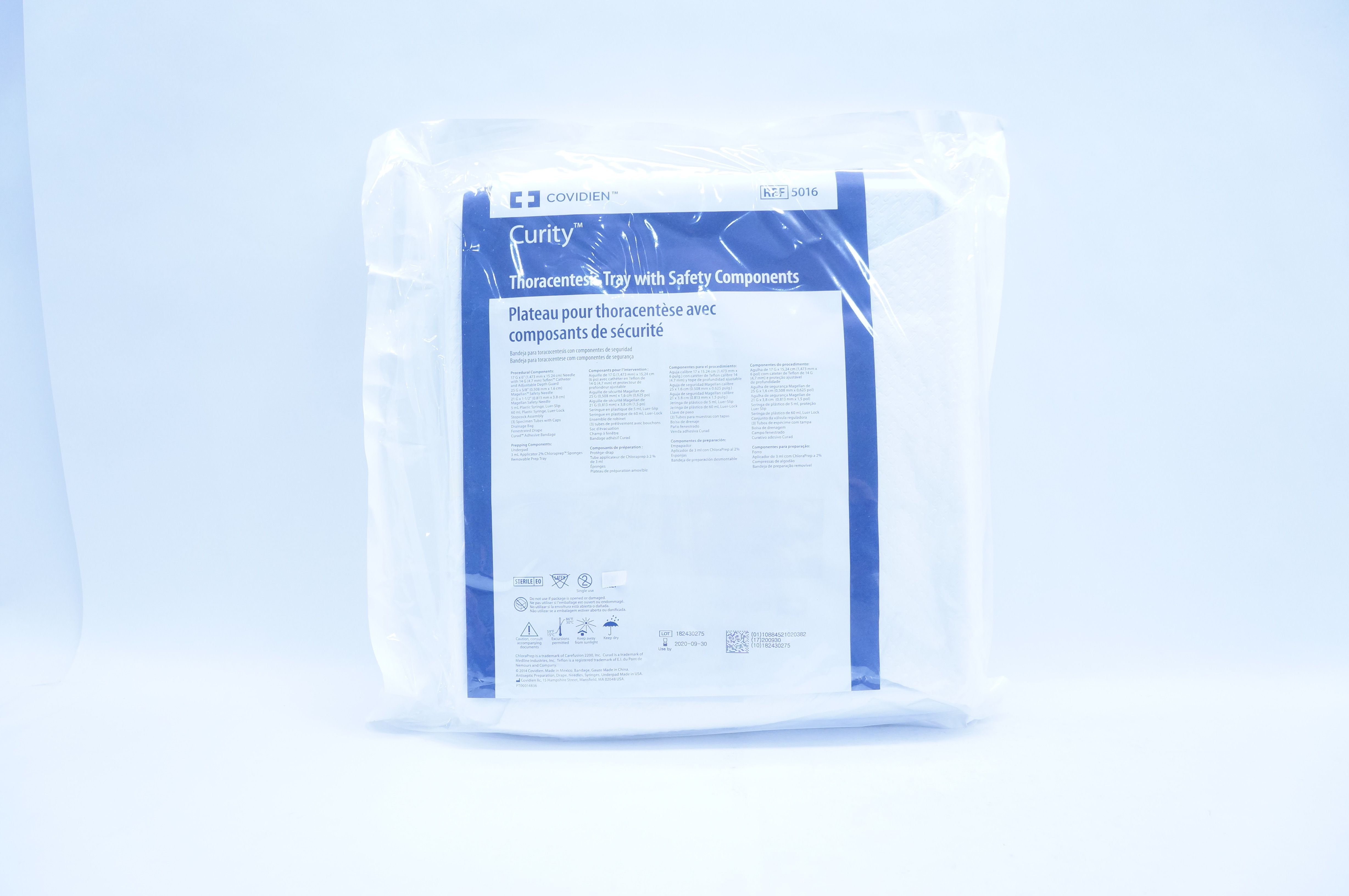 Covidien 5016  Curity Thoracentesis Tray With Safety Components (x)