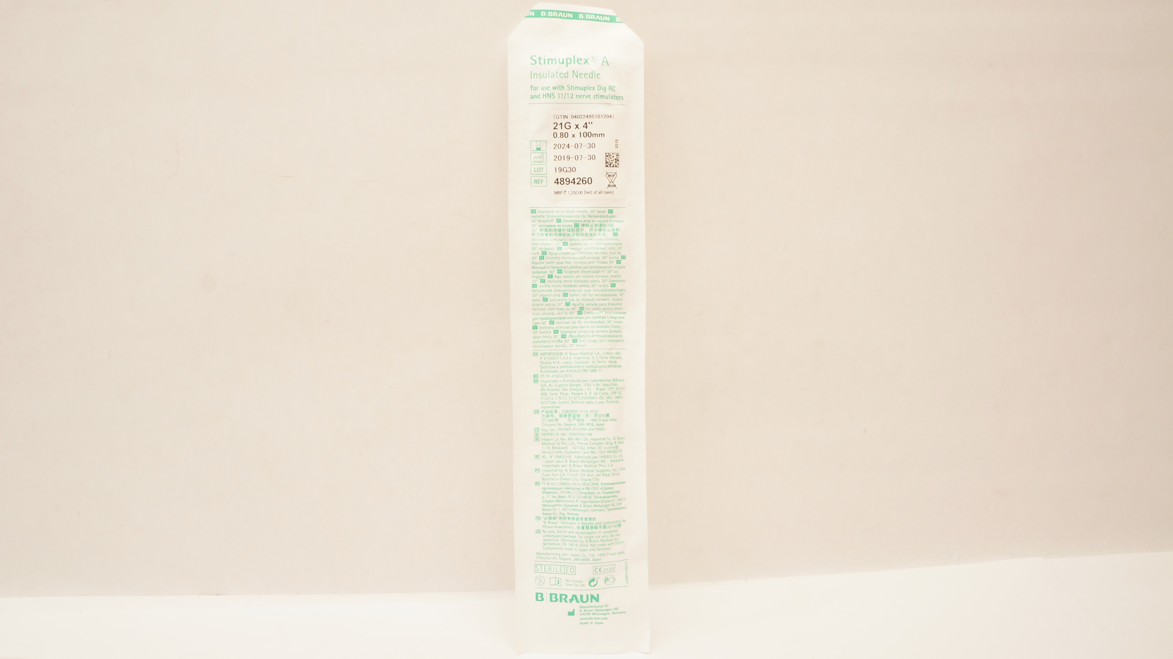 Braun 4894260 Stimuplex A Insulated Ndle 21G x 4inch