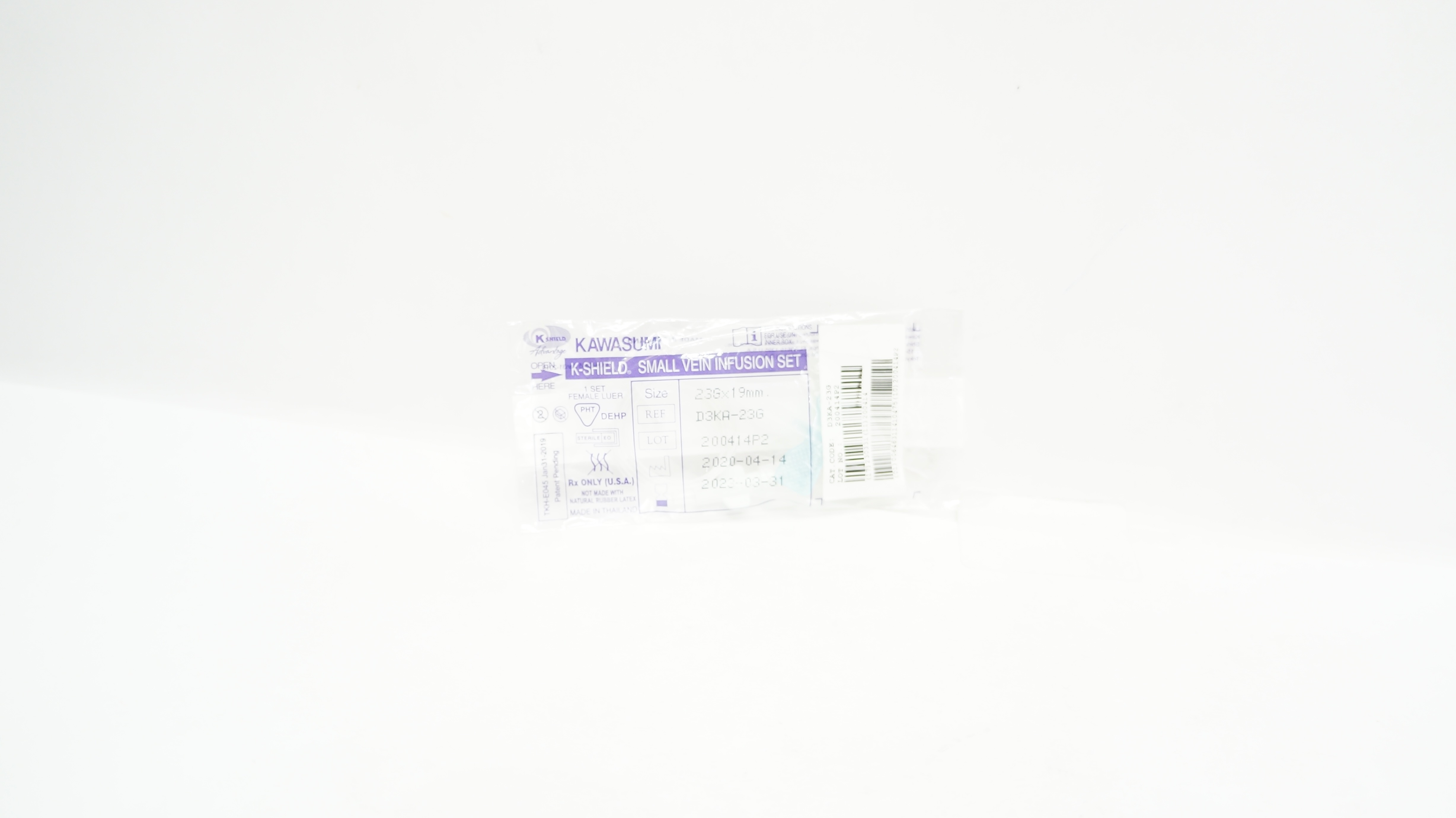 Kawasumi D3KA-23G K-Shield Small Vein Infusion Set 23G x 19mm (x)
