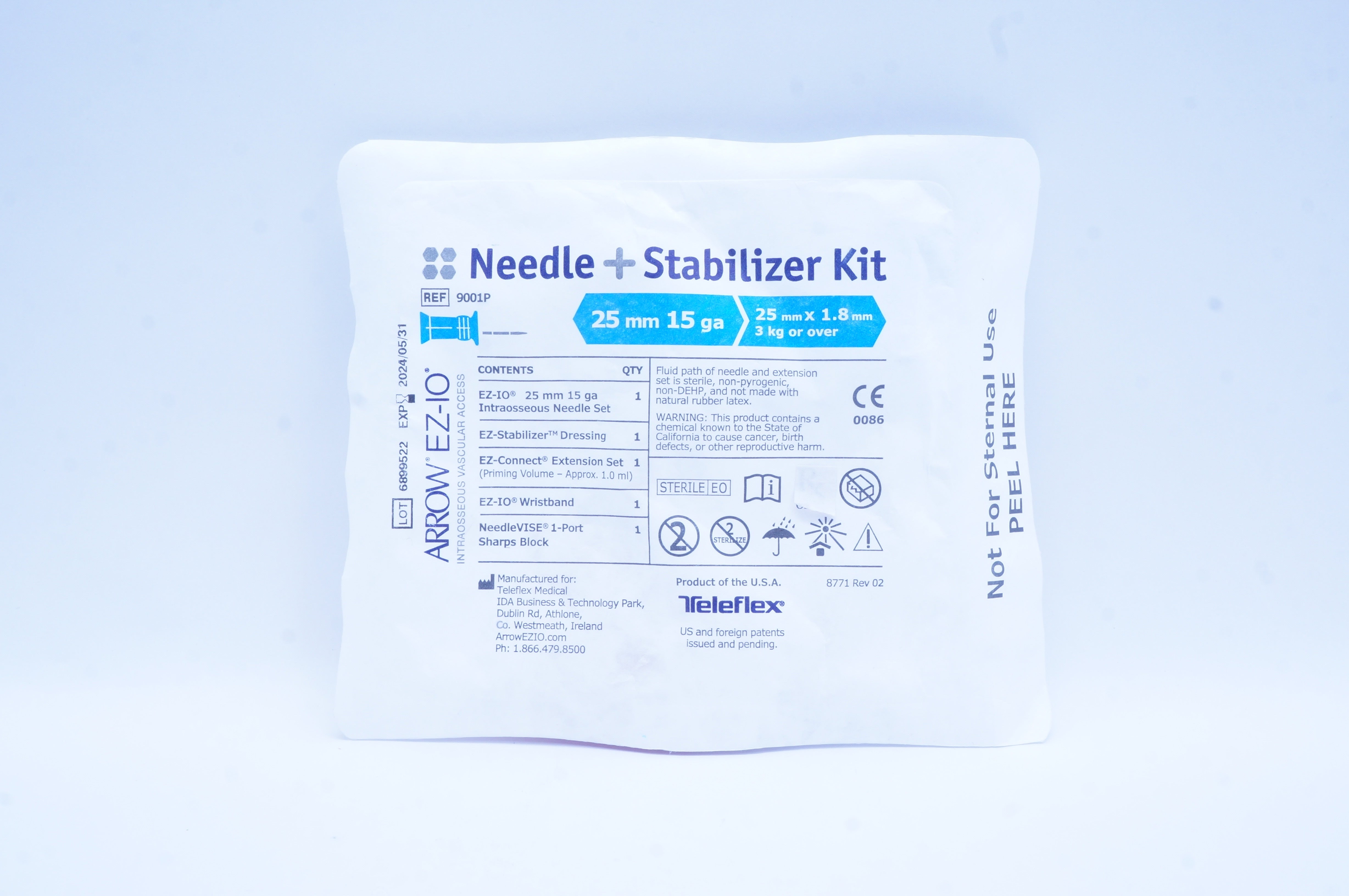 Teleflex 9001P Needle + Stabilizer Kit 25mm x 15G.