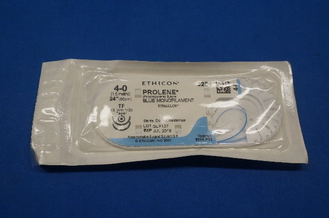 Ethicon 8204 4-0 PROLENE, TF 13mm 1/2c Taper, Blue Monofilament, 24