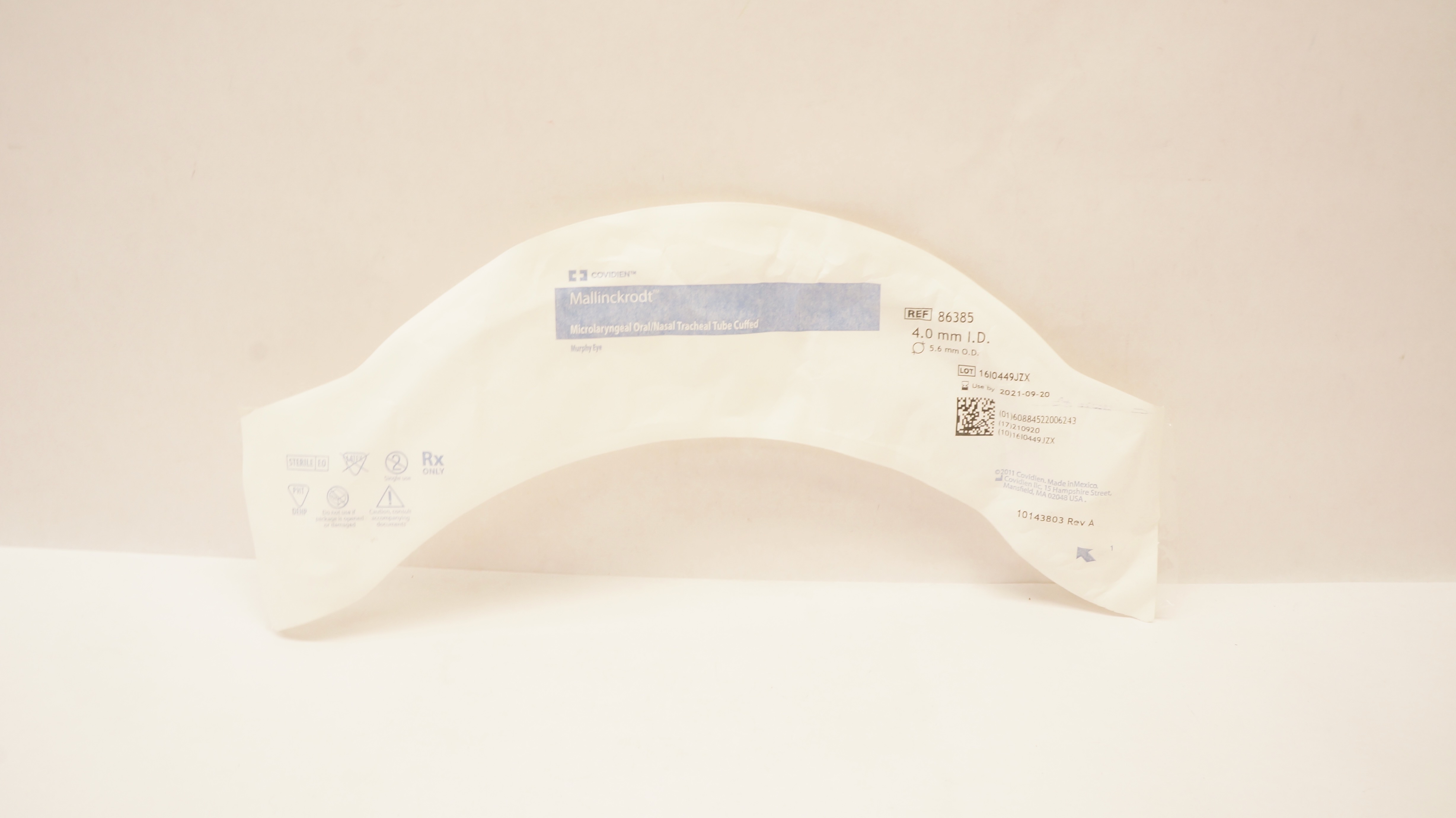 Covidien 86385 Mallinckrodt Microlaryngeal Tracheal Tube 4.0mm ID x 5.6mm OD (x)