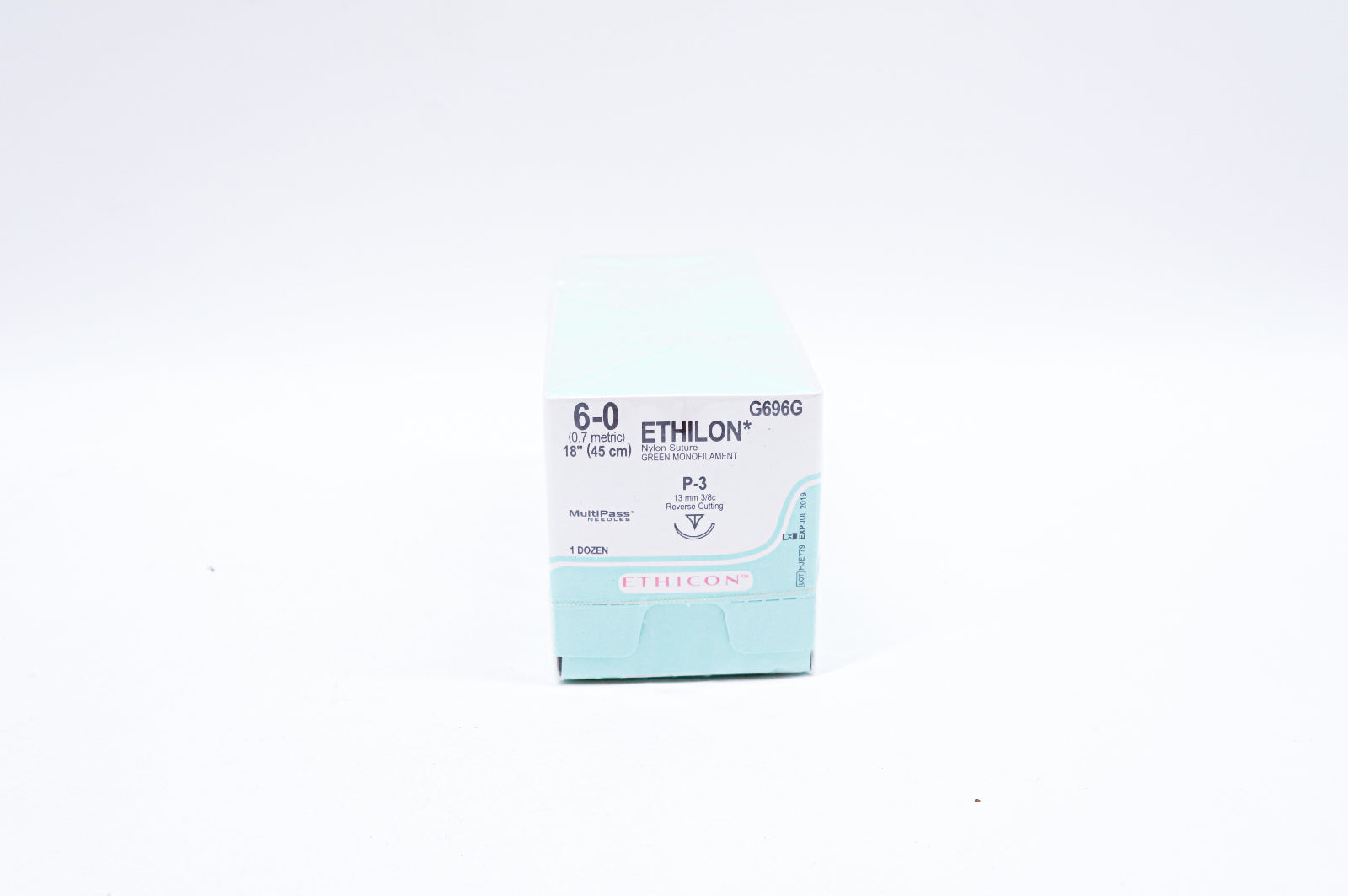 Ethicon G696G 6-0 ETHILON, P-3, 13mm 3/8c Reverse Cutting, 18inch (x) - Box of 12