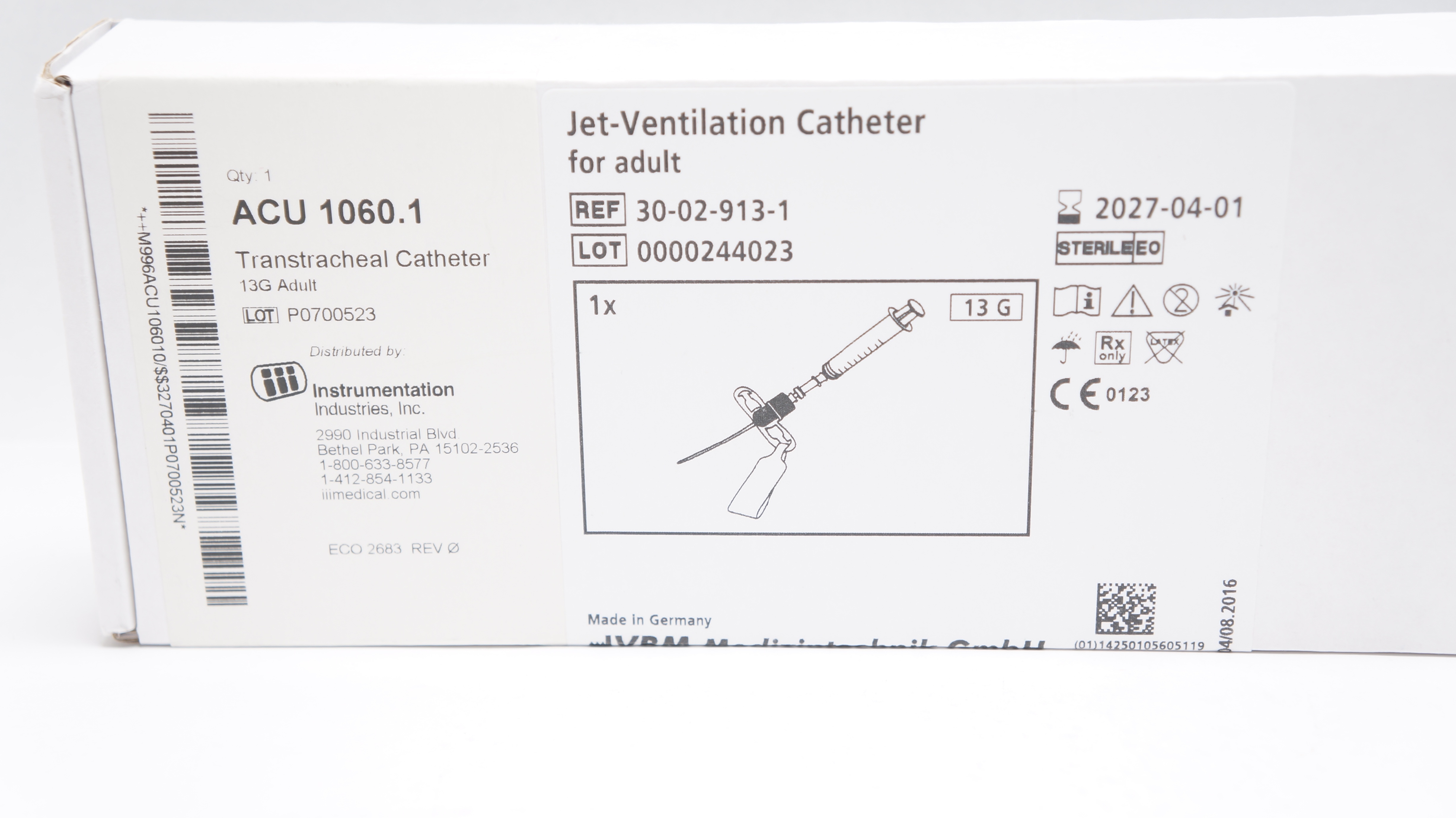 VBM 30-02-913-1 Jet-Ventilation Transtrancheal Cath. For Adult 13G