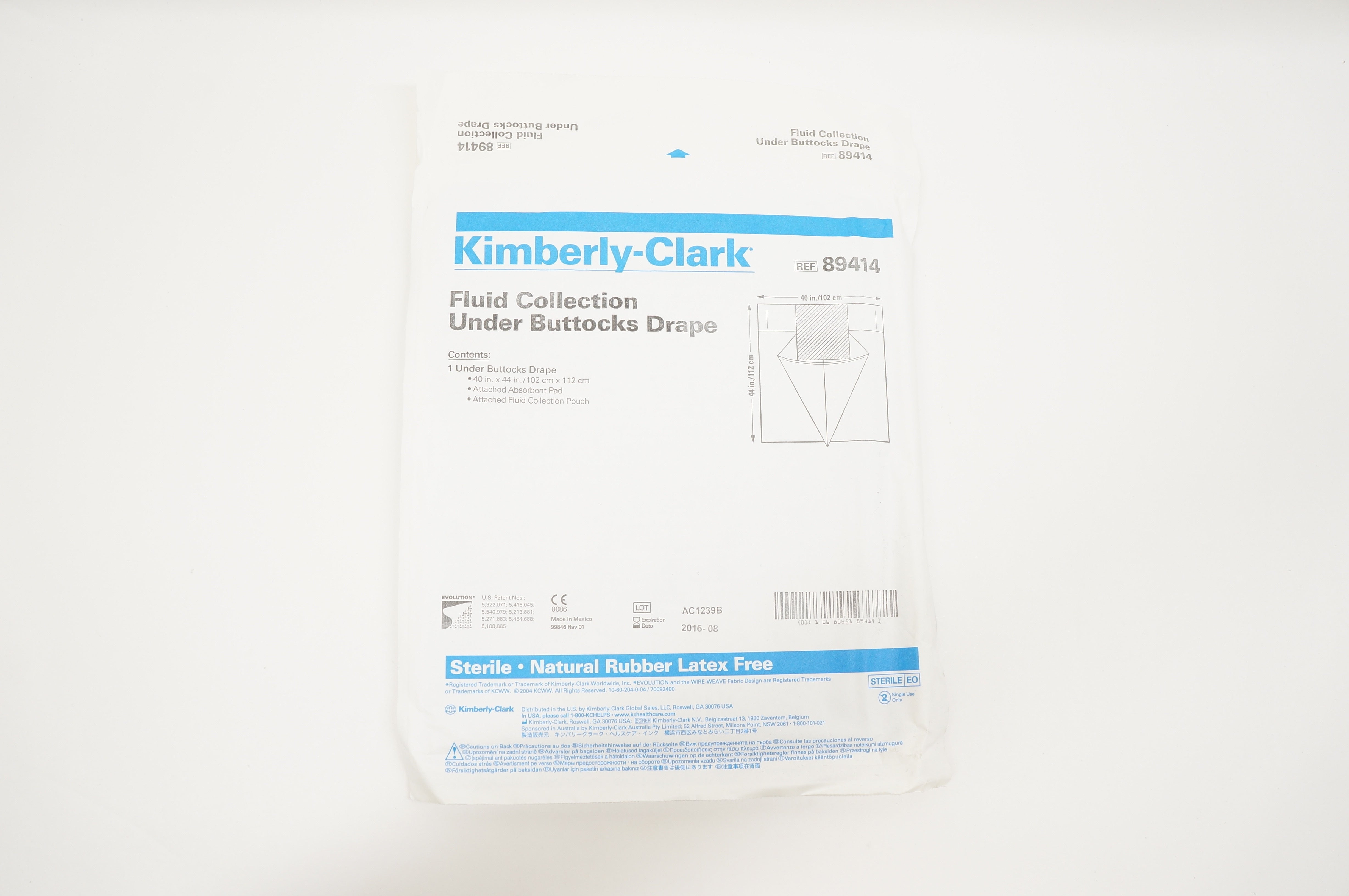 Kimberly-Clark 89414 Fluid Collection Under Buttocks Drape 44inch x 40inch (x)
