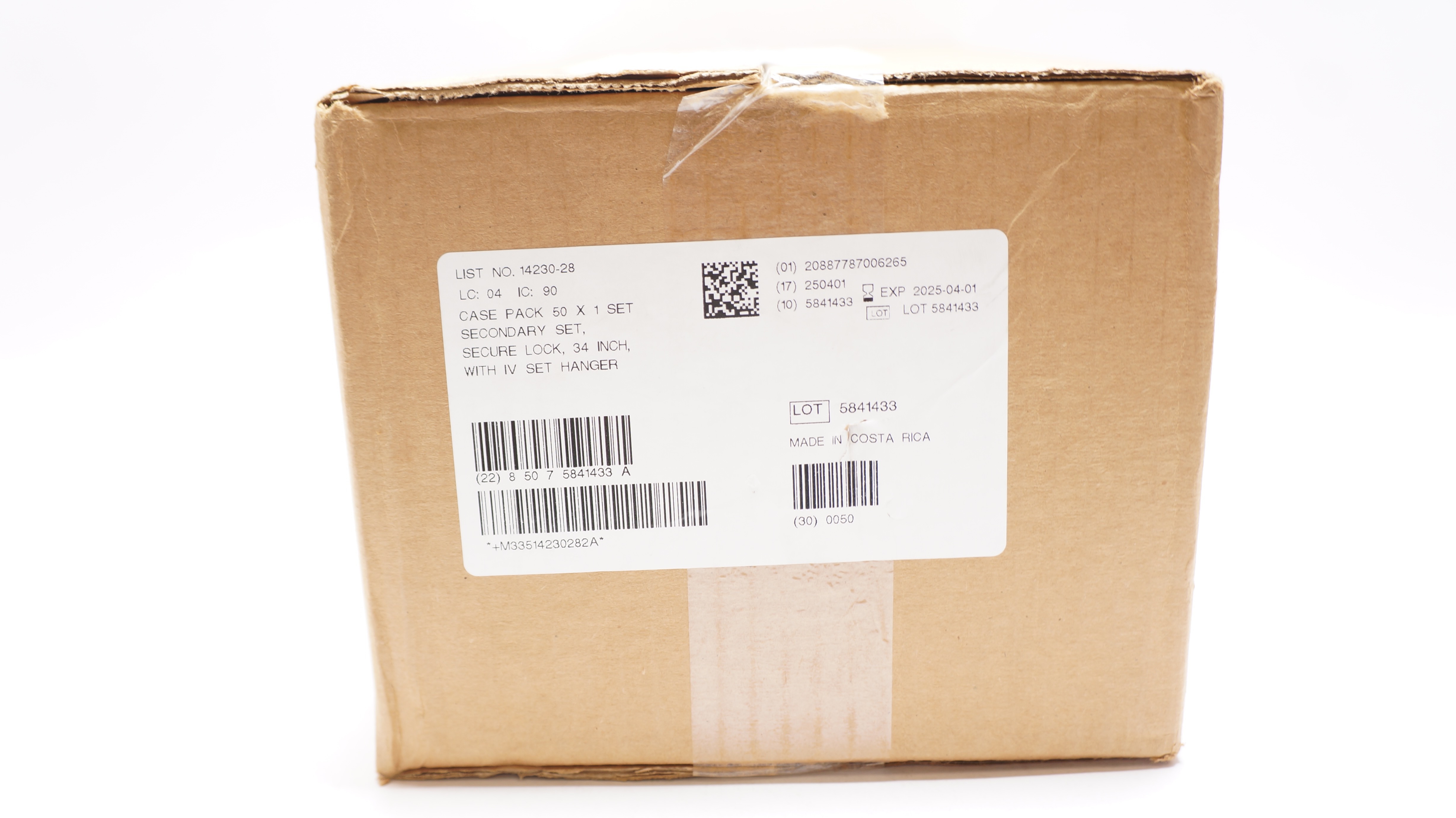 ICU Medical 14230-28 Secondary Set Secure Lock w/IV Set Hanger 34inch- Box of 50