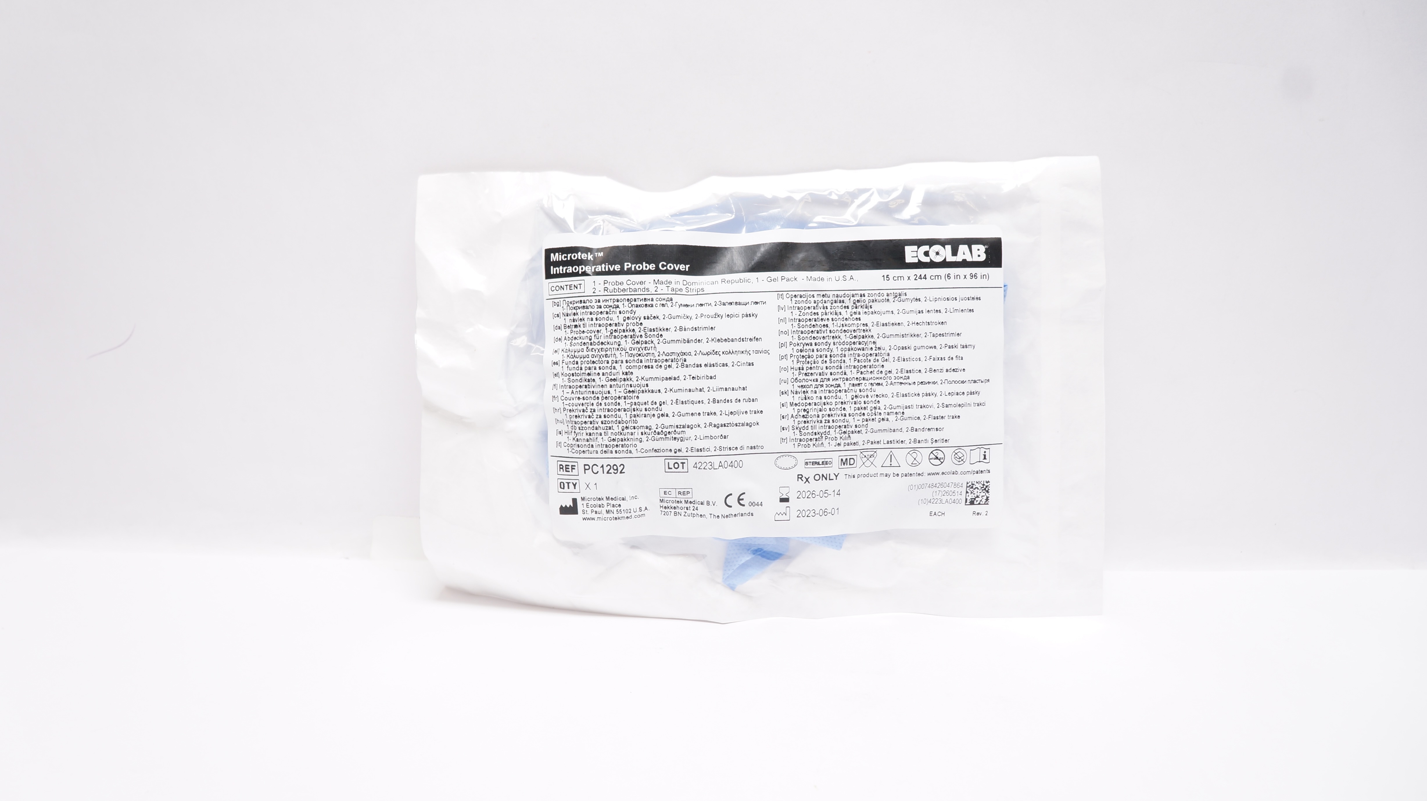 Microtek PC1292 Ecolab Intraoperative Probe Cover 6 inch x 96 inch