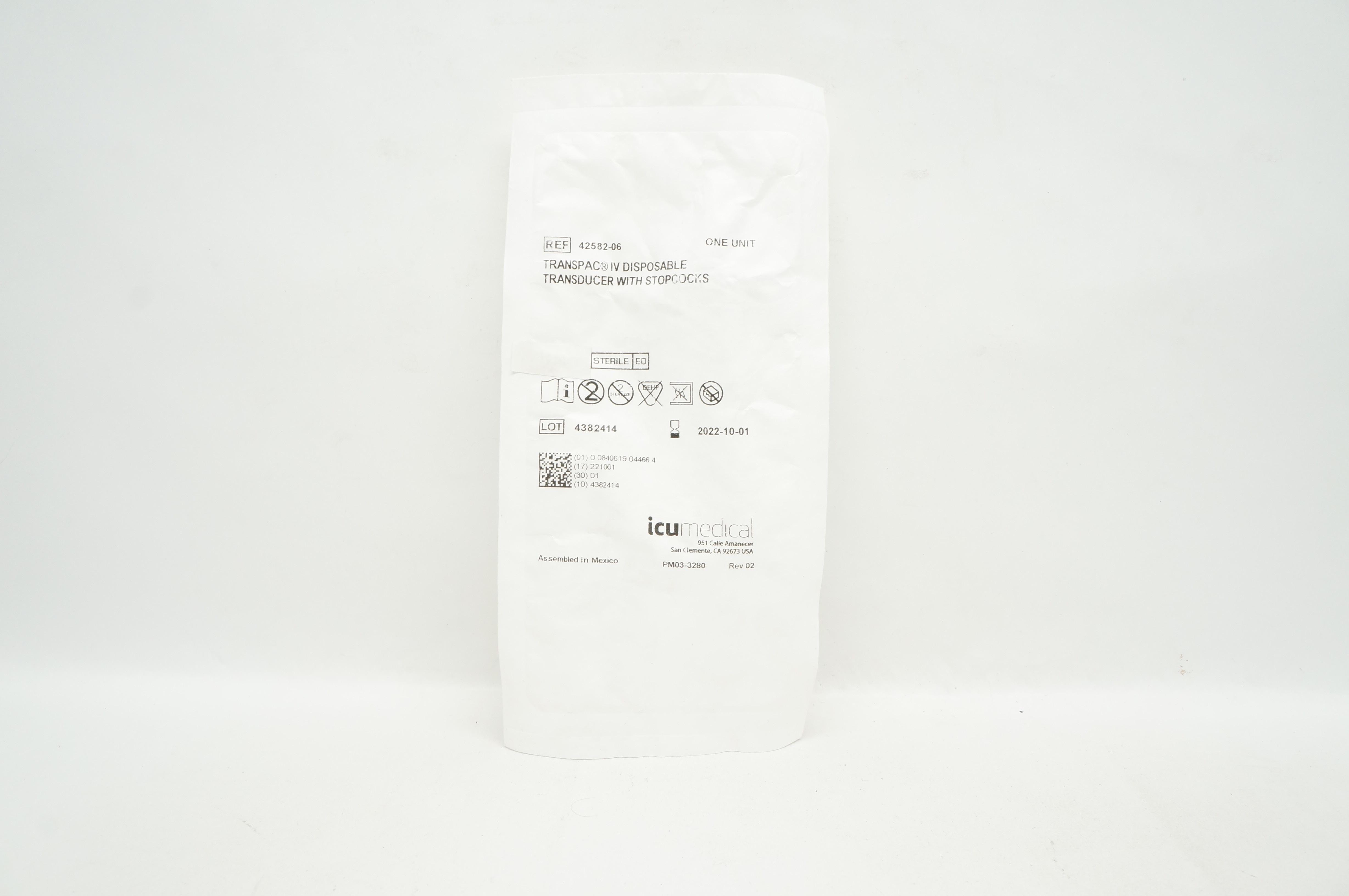 ICU Medical 42582-06 Transpac IV Disposable Transducer W/ Stopcocks