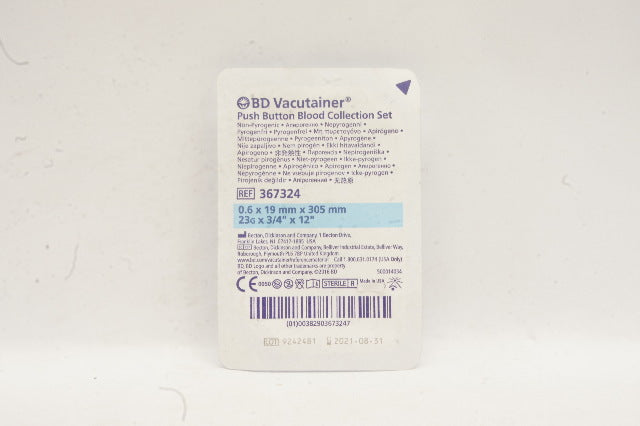 BD 367324 Vacutainer Push Button 23G x 3/4inch x 12inch