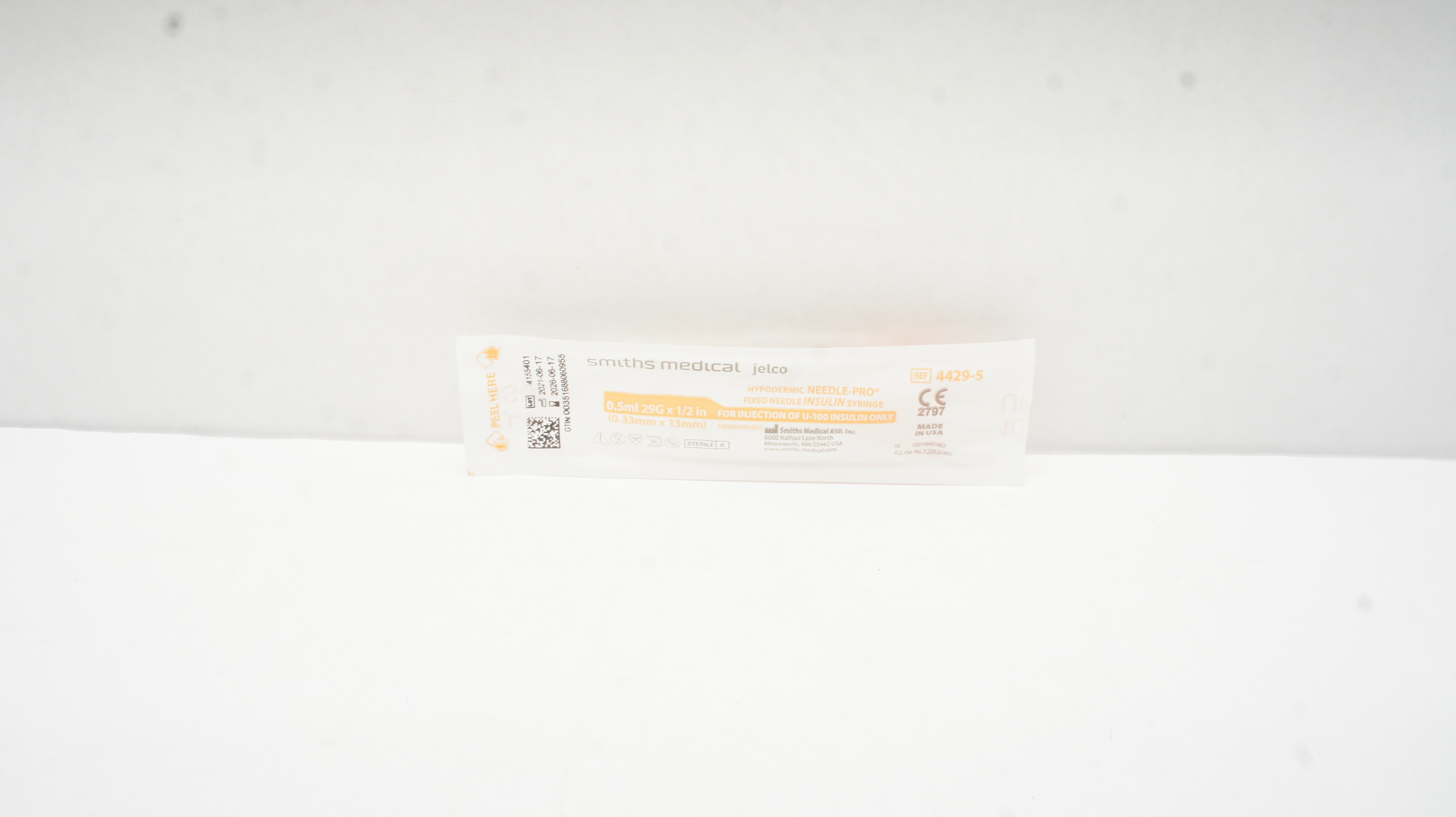 Smiths Medical 4429-5 Hypodermic Needle-Pro Insulin Syringe 29G x 1/2inch 0.5ml