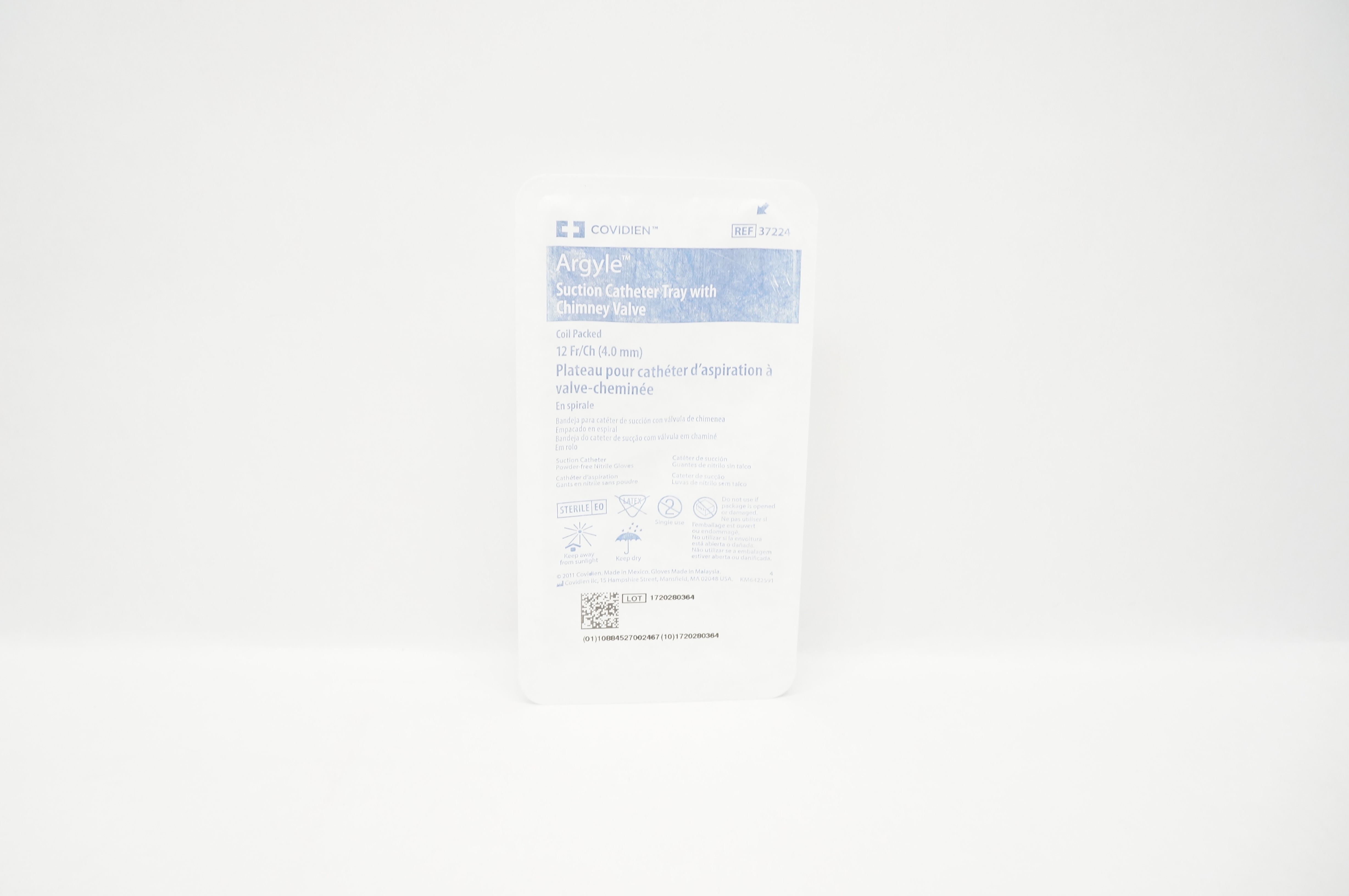 Covidien 37224 Argyle Suction Cath. Tray with Chimney Valve 12Fr/Ch