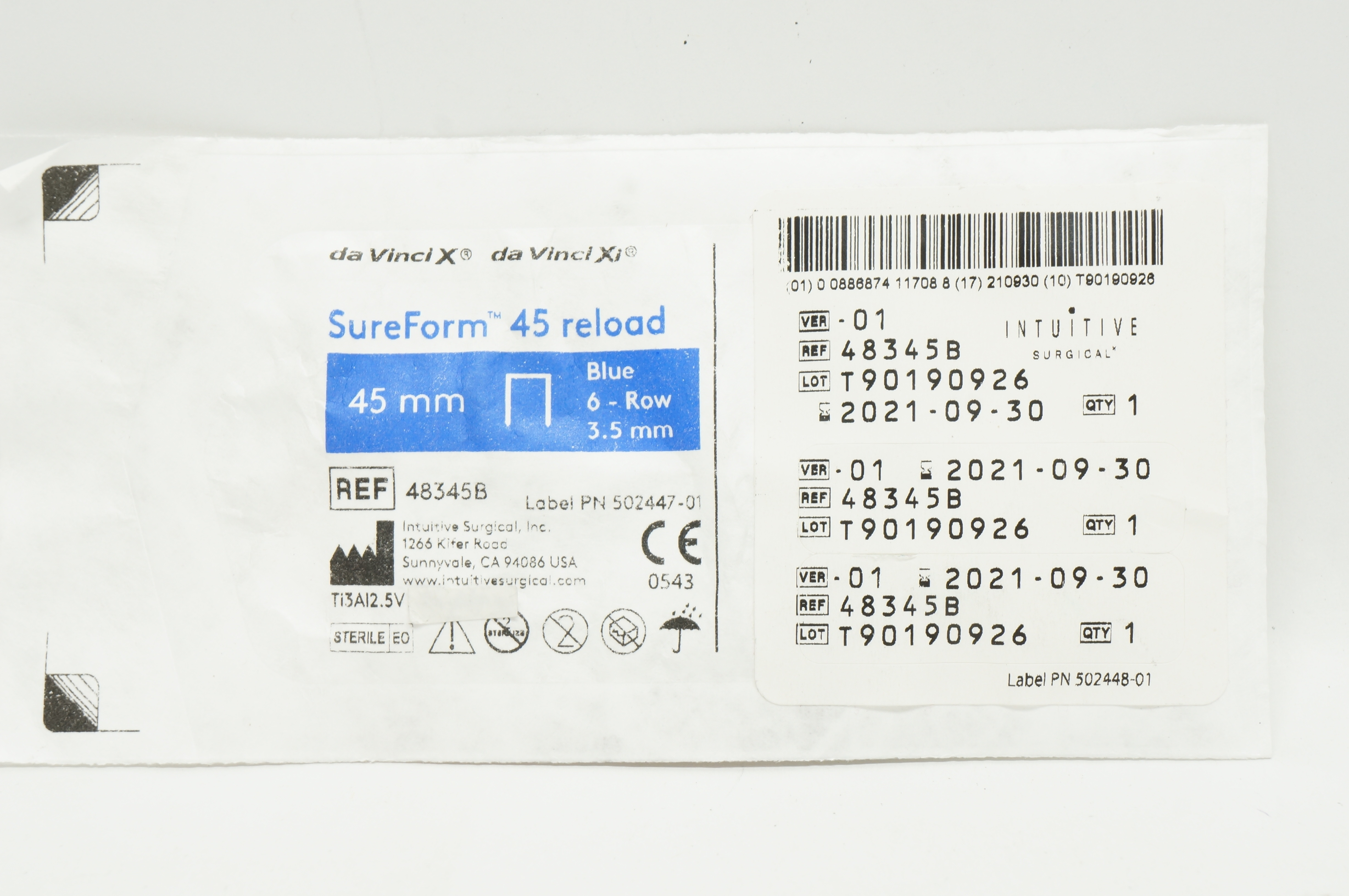 Inuitive 48345B  da Vinci X da Vinci Xi Sure Form 45mm Reload Blue 6-Row 3.5mm