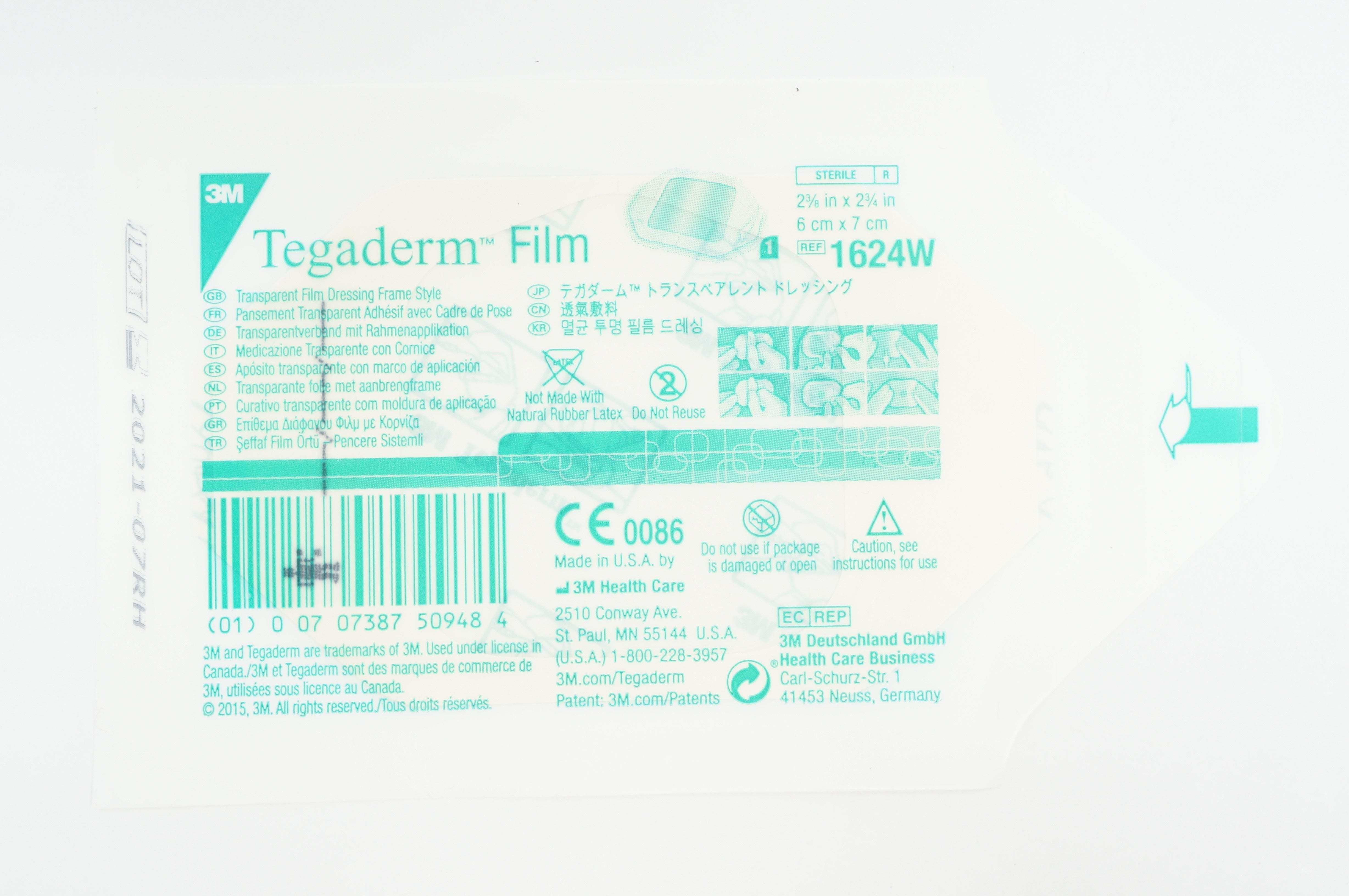3M 1624W Tegaderm Transparent Film Dressing Frame Style 2-3/8 x 2-3/4inch (x)