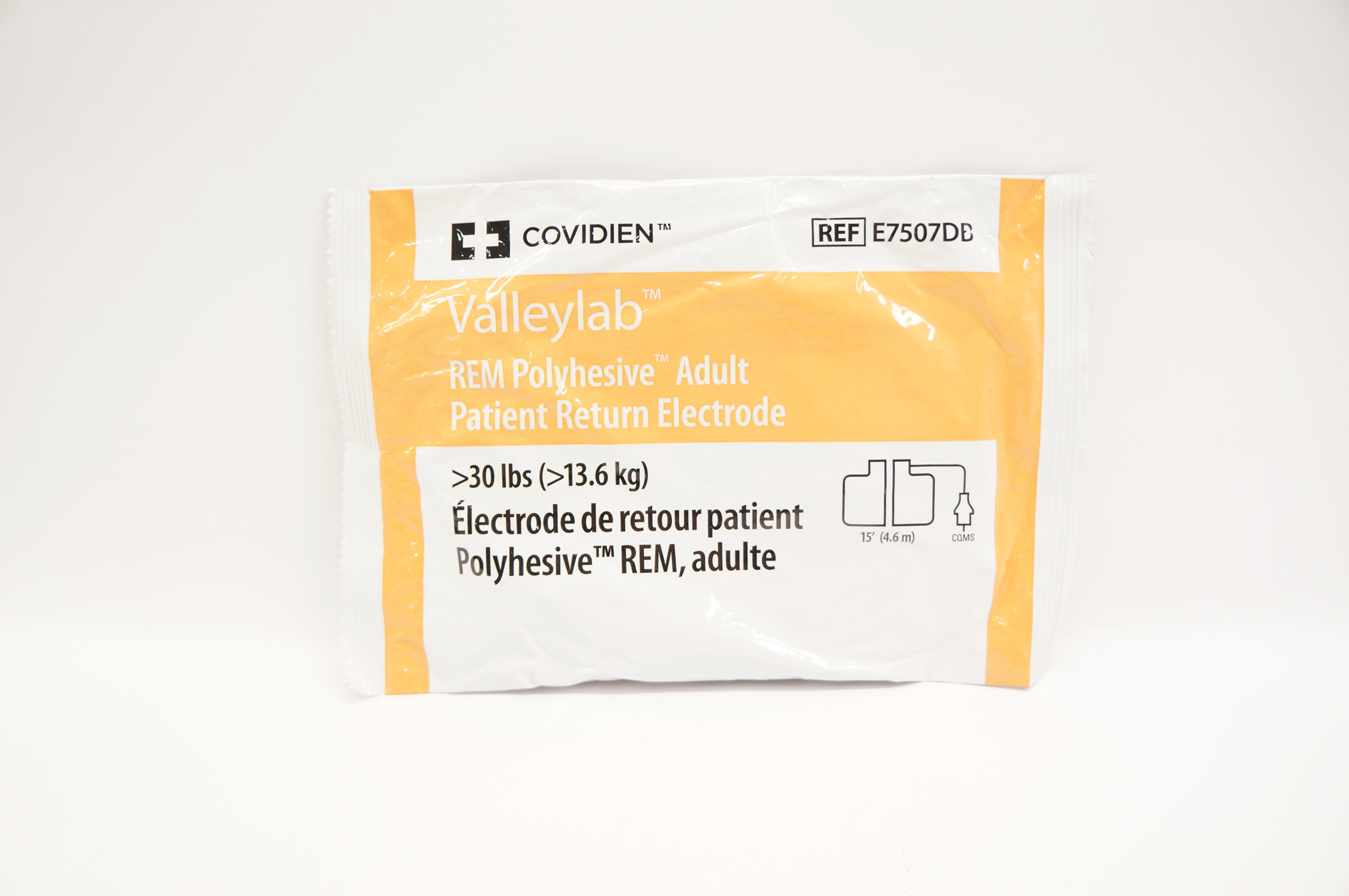 Covidien E7507DB Valleylab REM Polyhesive Adult Patient Return Electrode  >30lbs