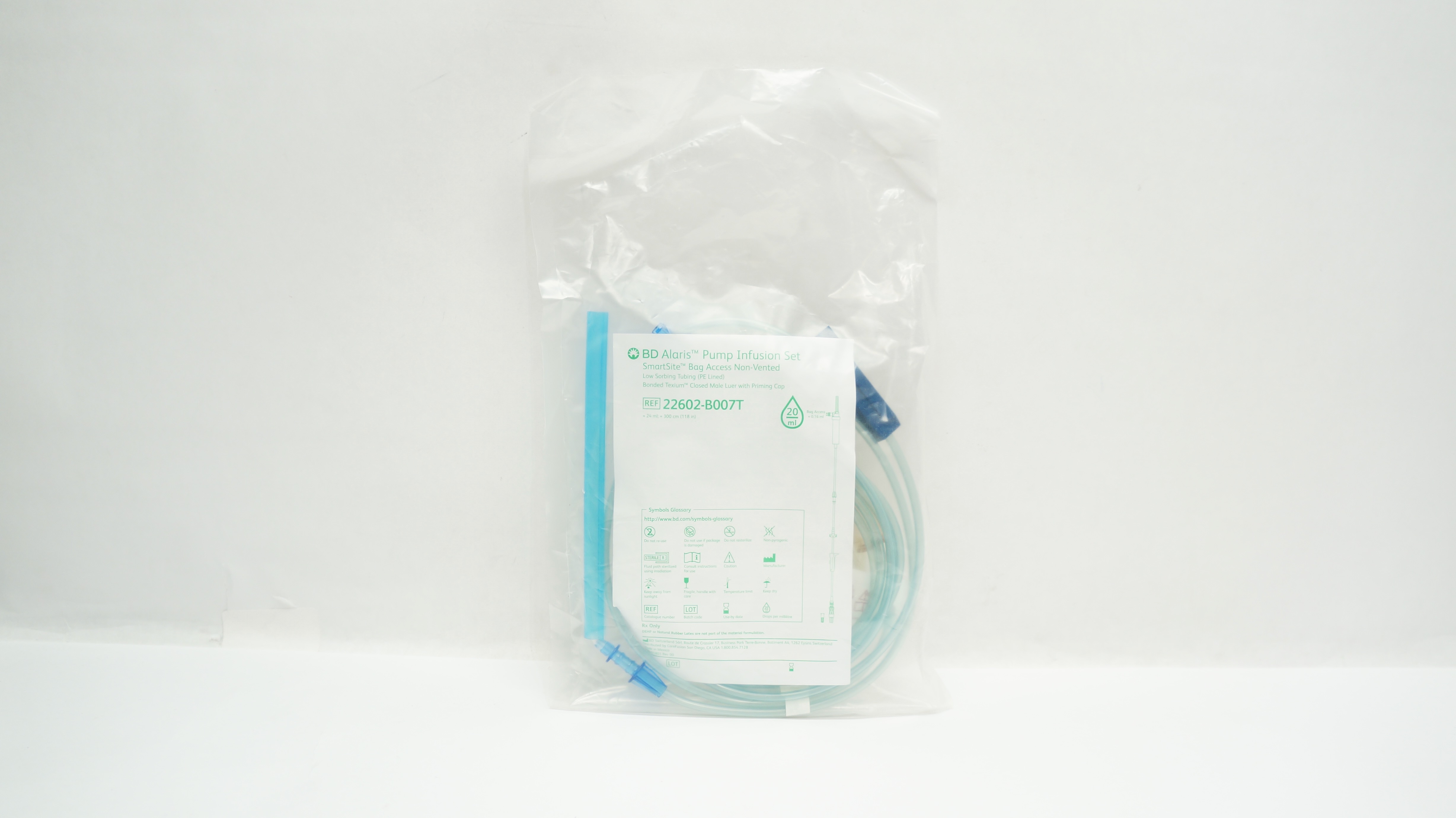 BD 22602-B007T Alaris Pump Infusion Set Non-Vented 24mL x 118inch 20Dros/mL (x)