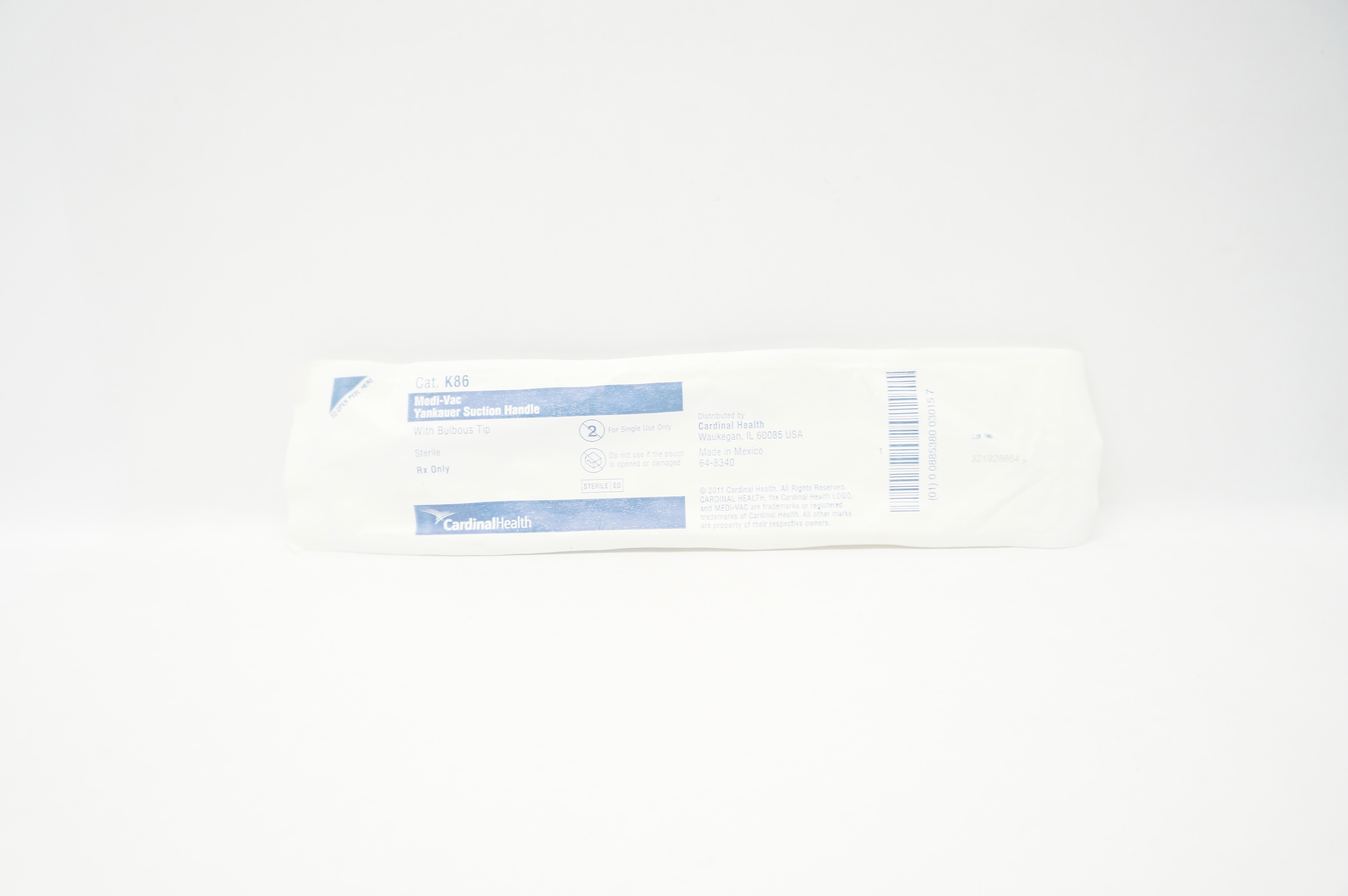 Cardinal Health K86 Medi-Vac Yankauer Suction Handle w/Bulbous Tip