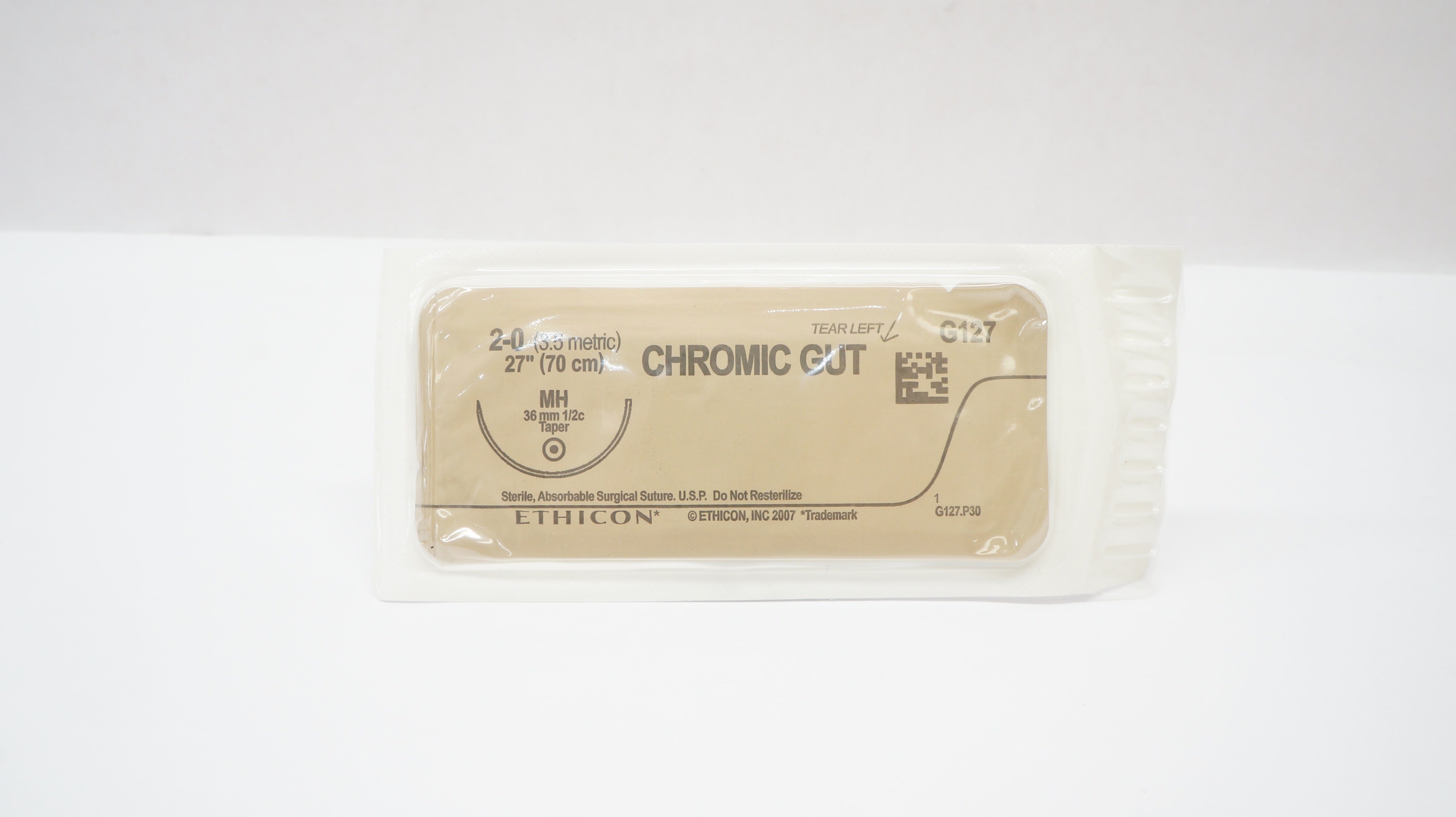 Ethicon G127 2-0 CHROMIC GUT, MH, 36mm 1/2c Taper, 27inch (x)